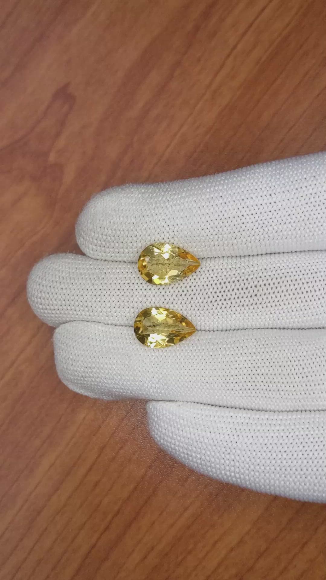 6.27 Ct.Tw.Total Carat Weight Citrine Pair from Brazil Size Video