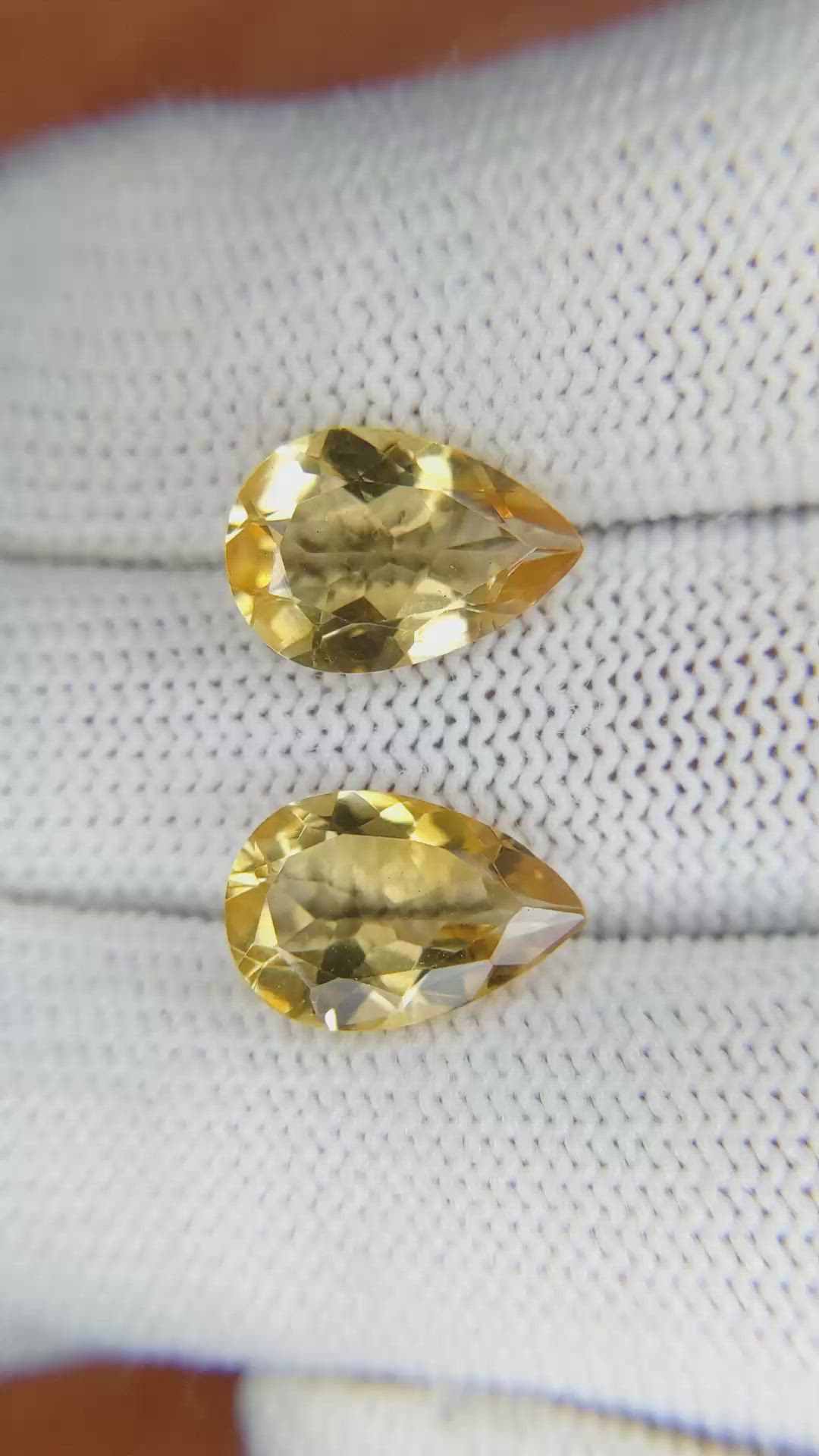 6.27 Ct.Tw.Total Carat Weight Citrine Pair from Brazil Size Video