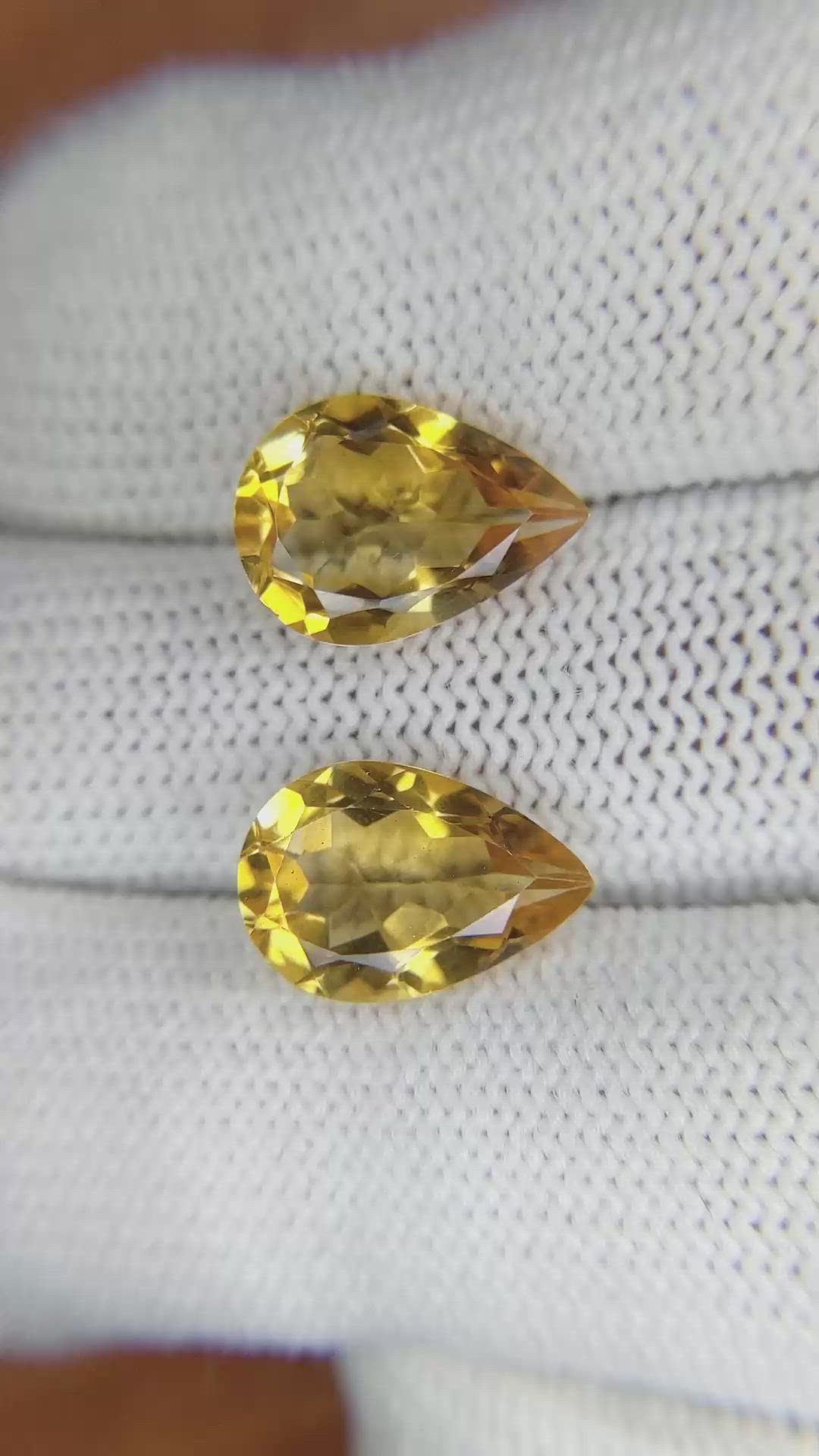 6.63 Ct.Tw.Total Carat Weight Citrine Pair from Brazil Size Video
