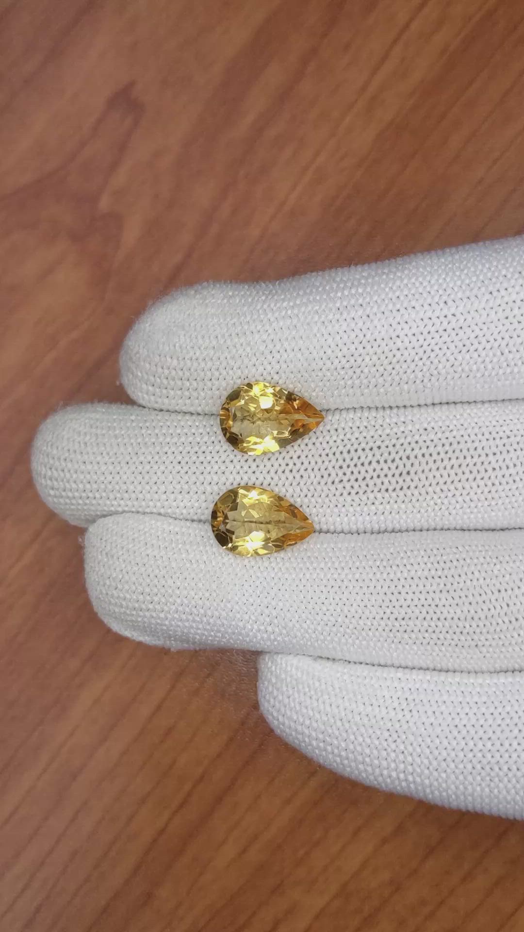 6.63 Ct.Tw.Total Carat Weight Citrine Pair from Brazil Size Video