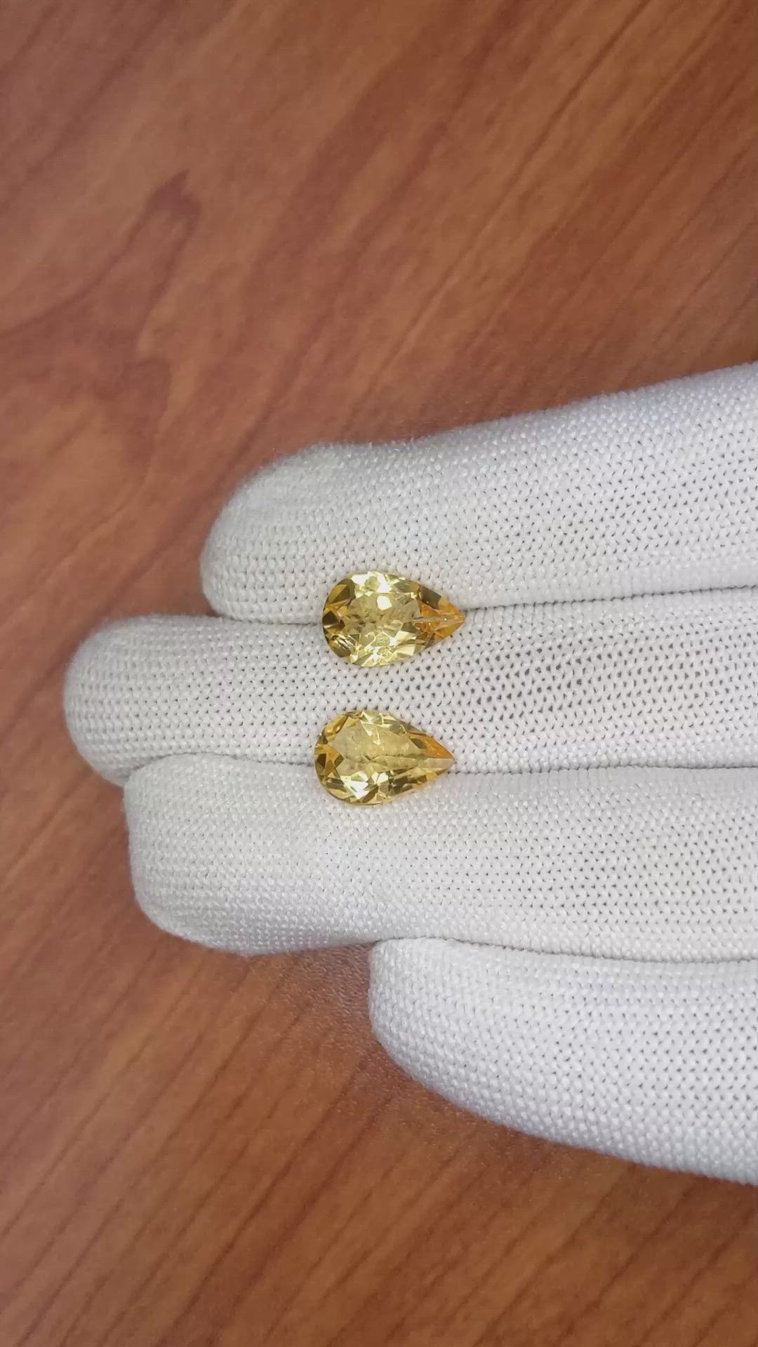 5.80 Ct.Tw.Total Carat Weight Citrine Pair from Brazil Size Video