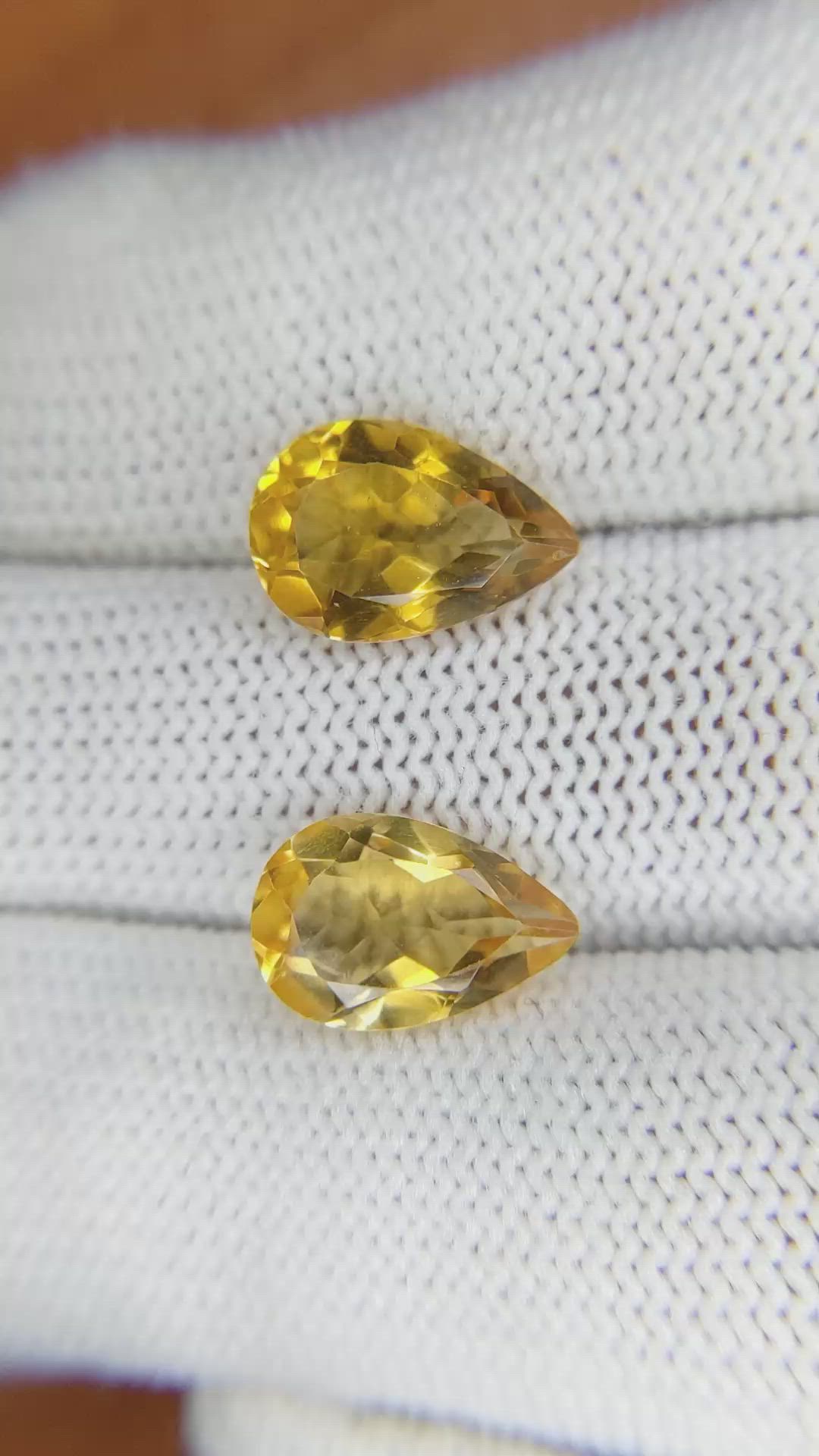 5.26 Ct.Tw.Total Carat Weight Citrine Pair from Brazil Size Video