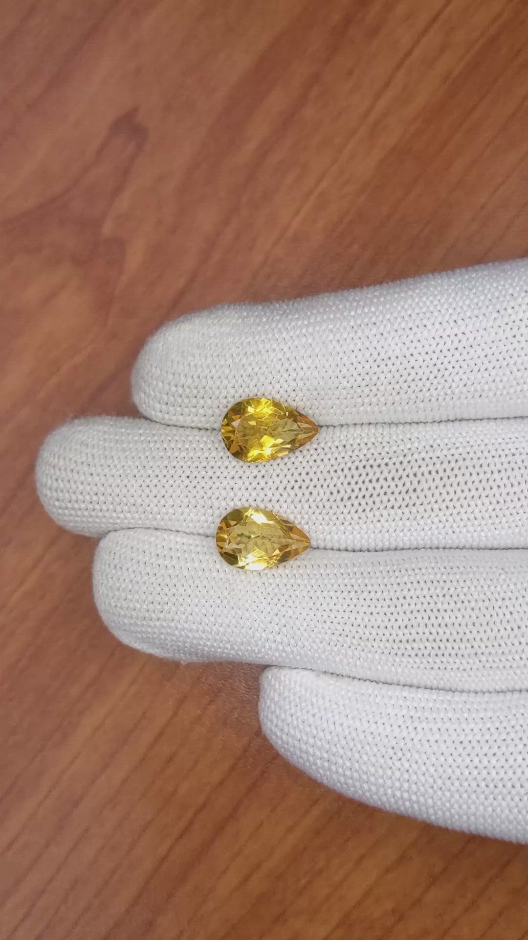 5.26 Ct.Tw.Total Carat Weight Citrine Pair from Brazil Size Video