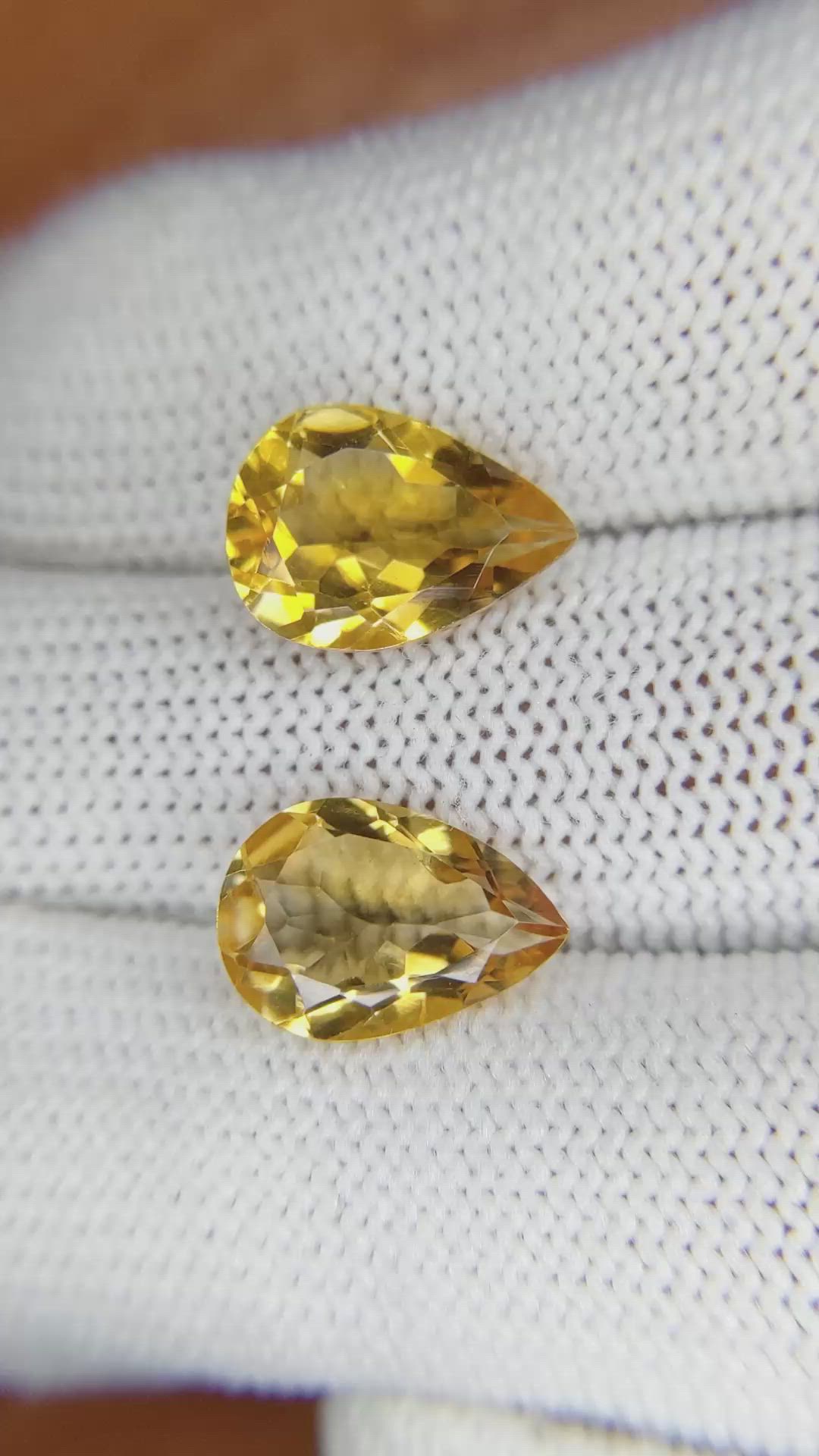 6.27 Ct.Tw.Total Carat Weight Citrine Pair from Brazil Size Video