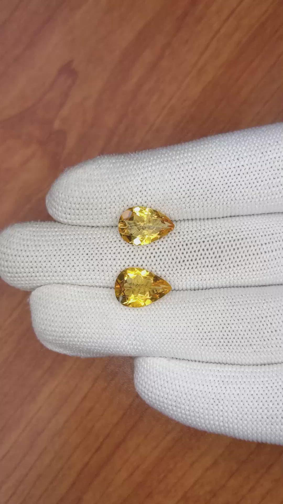 6.27 Ct.Tw.Total Carat Weight Citrine Pair from Brazil Size Video