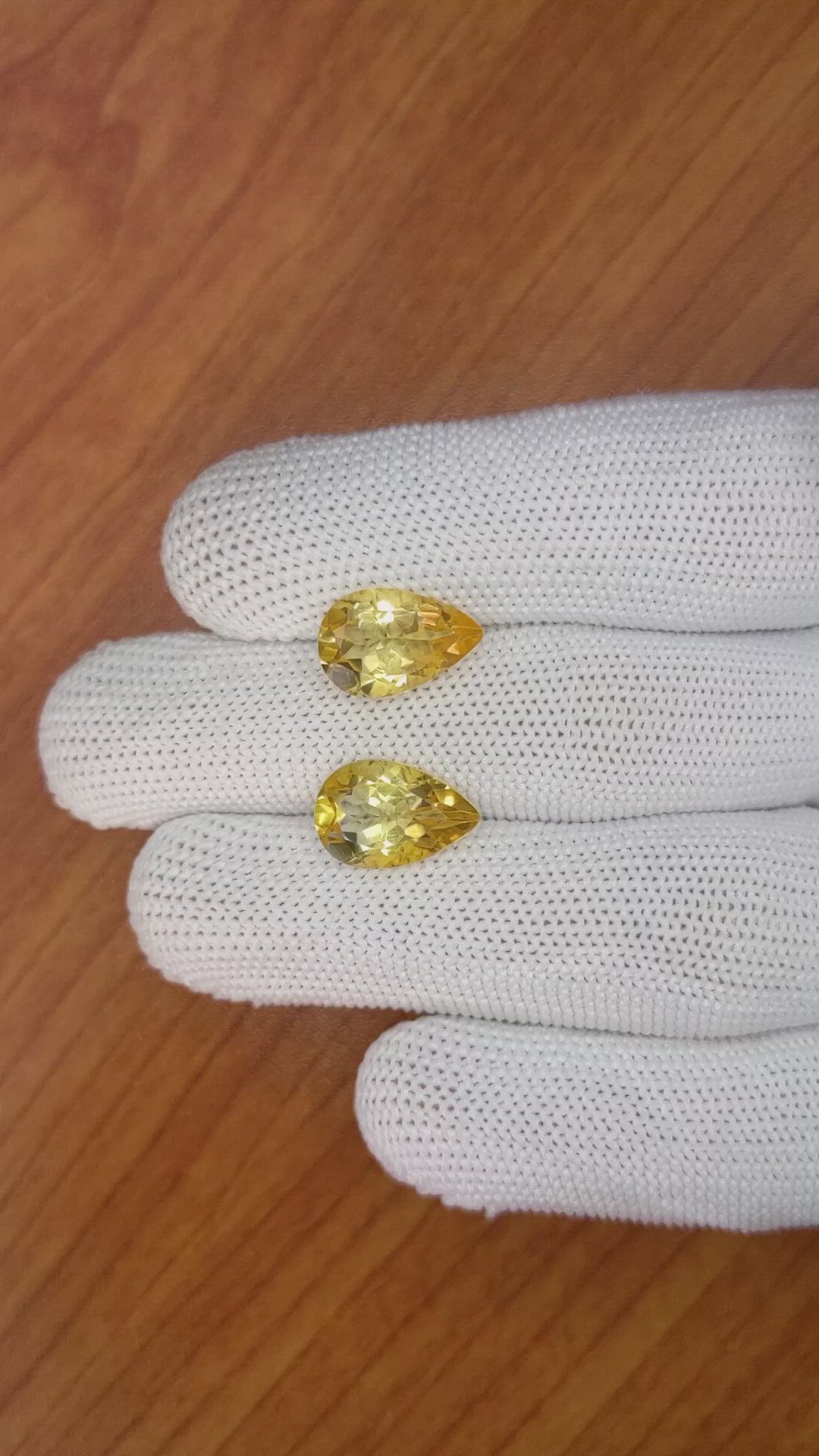 6.79 Ct.Tw.Total Carat Weight Citrine Pair from Brazil Size Video