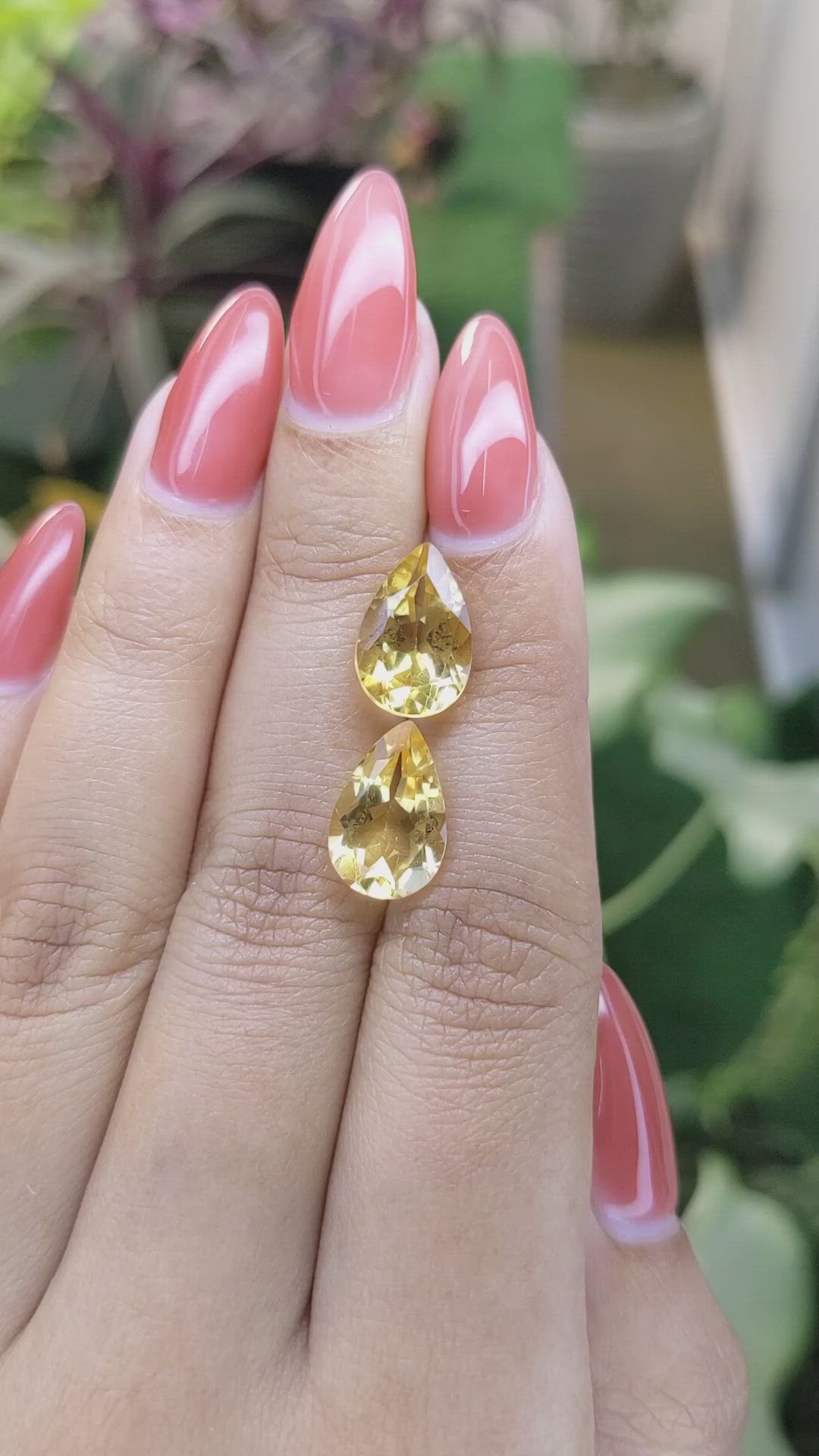 6.79 Ct.Tw.Total Carat Weight Citrine Pair from Brazil Size Video