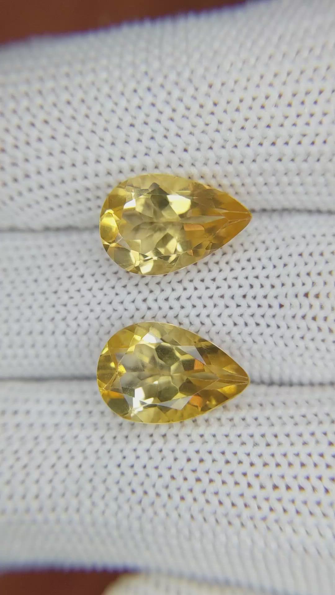 6.79 Ct.Tw.Total Carat Weight Citrine Pair from Brazil Size Video
