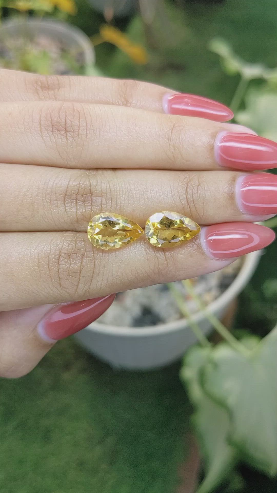 6.79 Ct.Tw.Total Carat Weight Citrine Pair from Brazil Size Video
