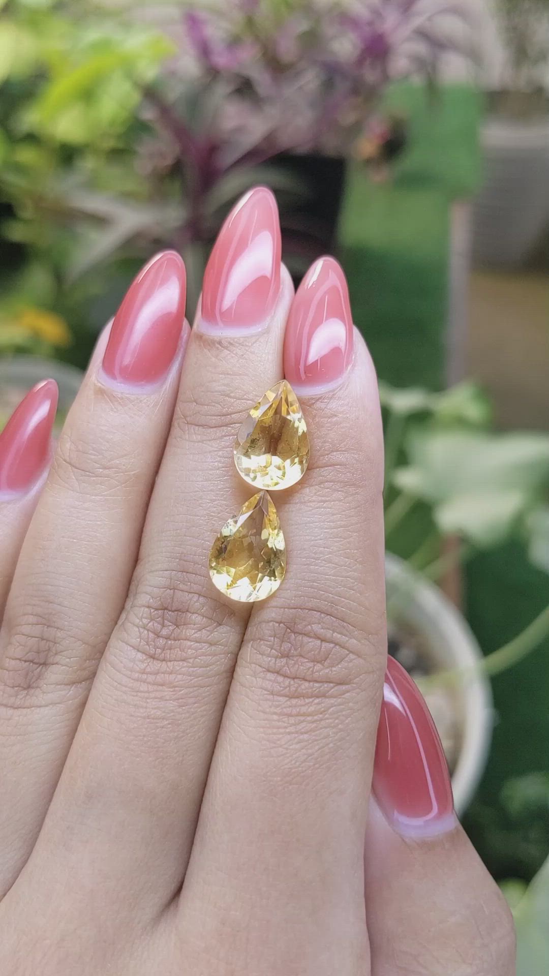 6.70 Ct.Tw.Total Carat Weight Citrine Pair from Brazil Size Video
