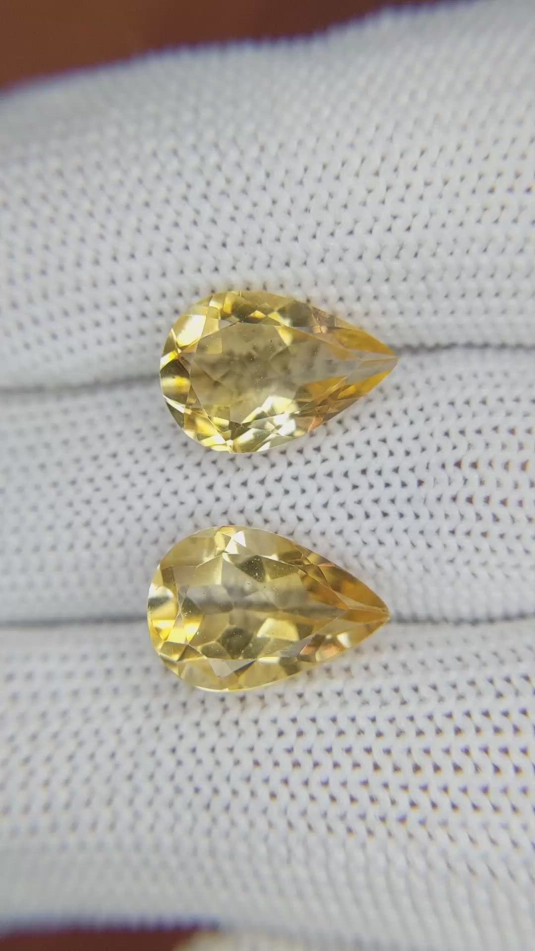6.70 Ct.Tw.Total Carat Weight Citrine Pair from Brazil Size Video
