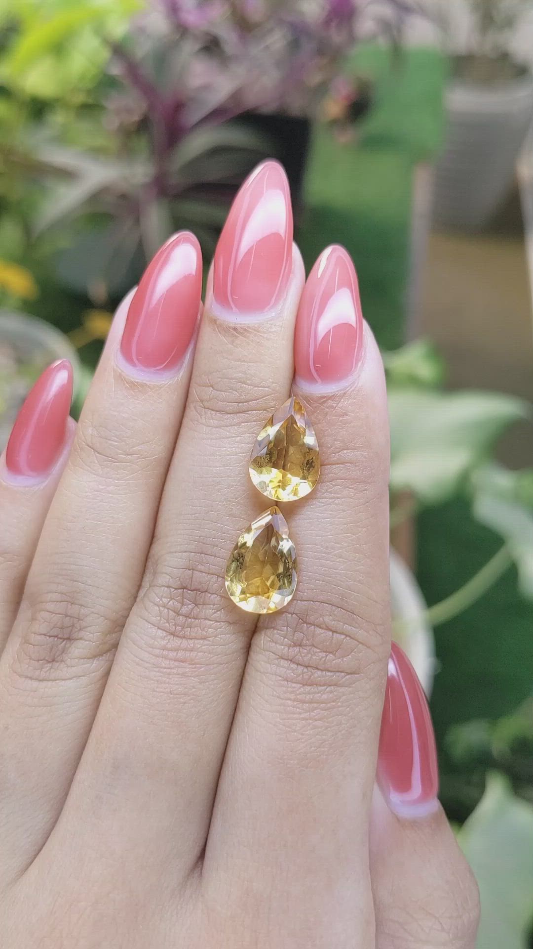 5.74 Ct.Tw.Total Carat Weight Citrine Pair from Brazil Size Video