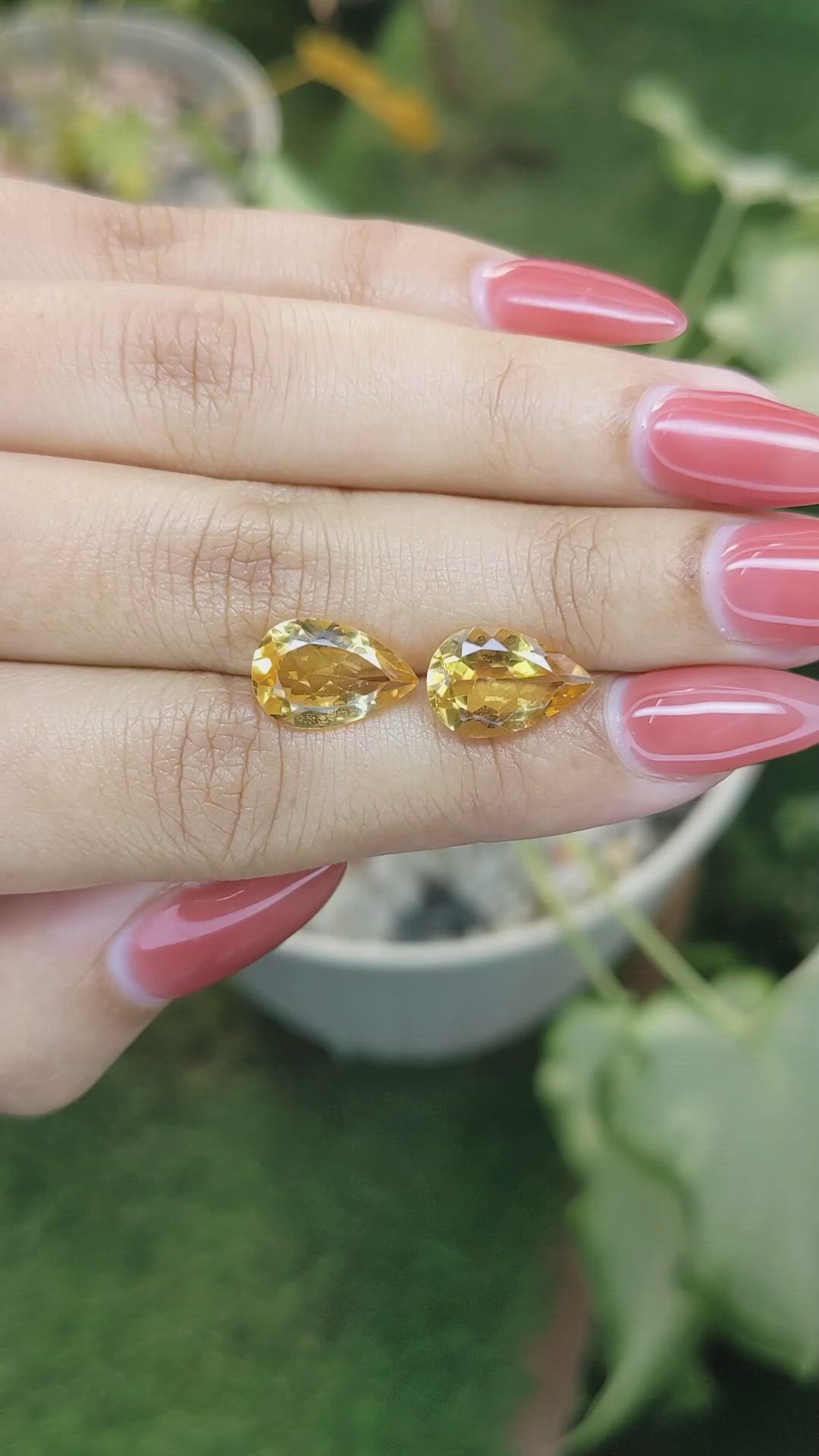 5.74 Ct.Tw.Total Carat Weight Citrine Pair from Brazil Size Video