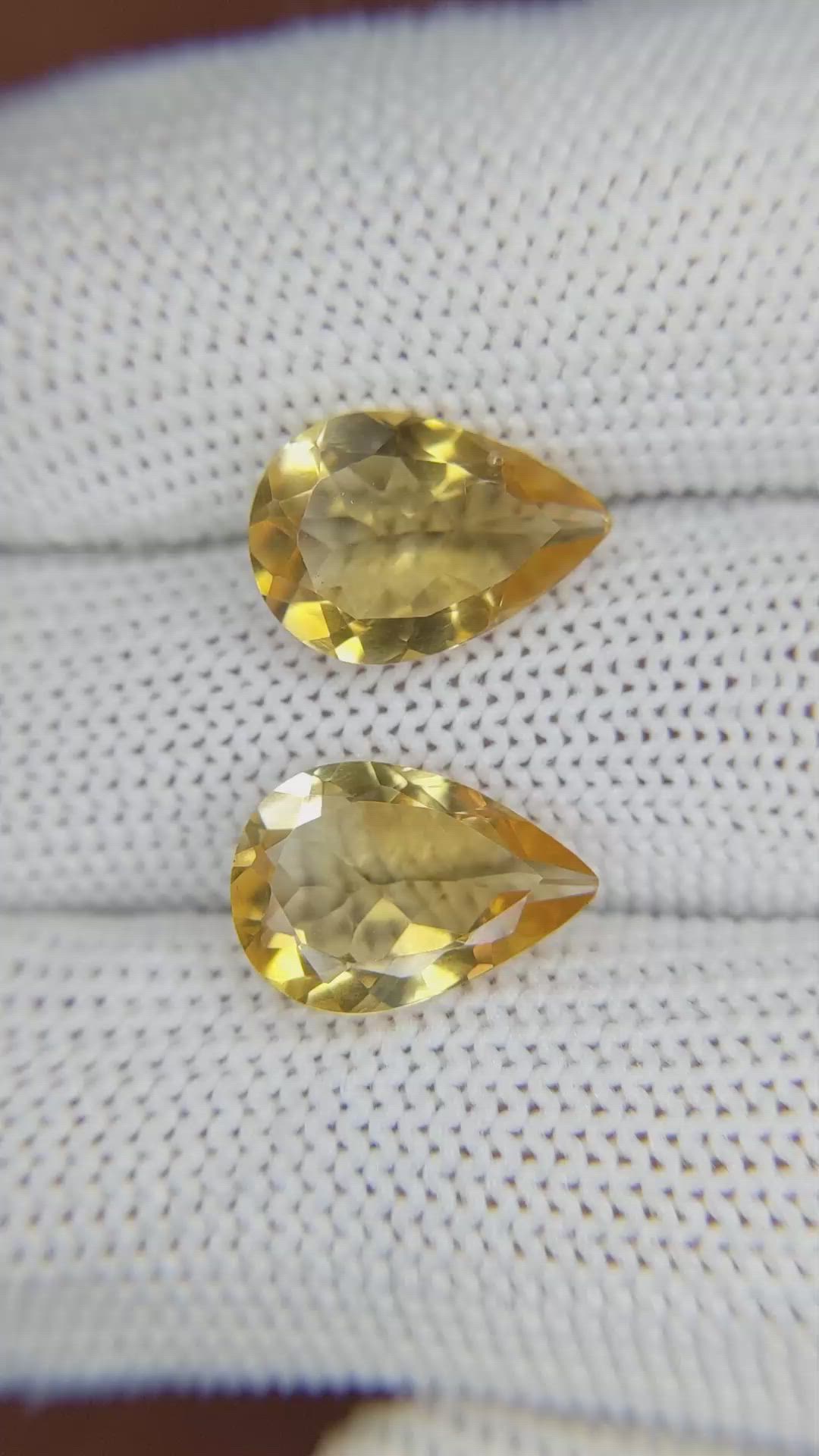 5.73 Ct.Tw.Total Carat Weight Citrine Pair from Brazil Size Video