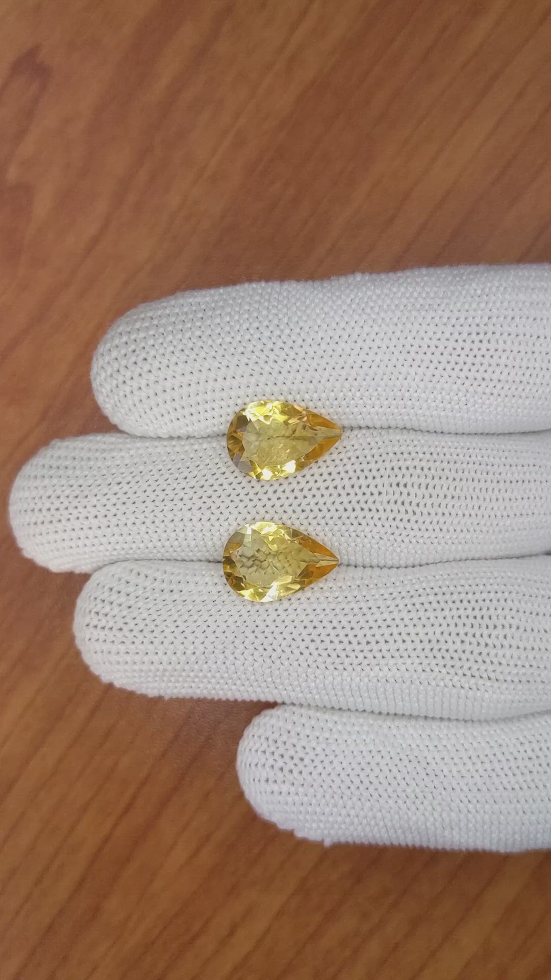 5.73 Ct.Tw.Total Carat Weight Citrine Pair from Brazil Size Video