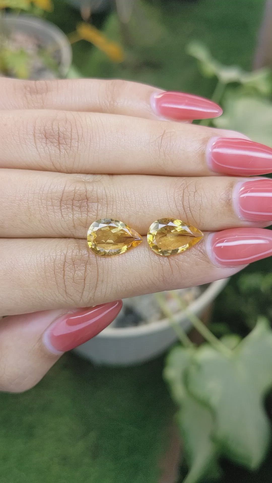 5.73 Ct.Tw.Total Carat Weight Citrine Pair from Brazil Size Video