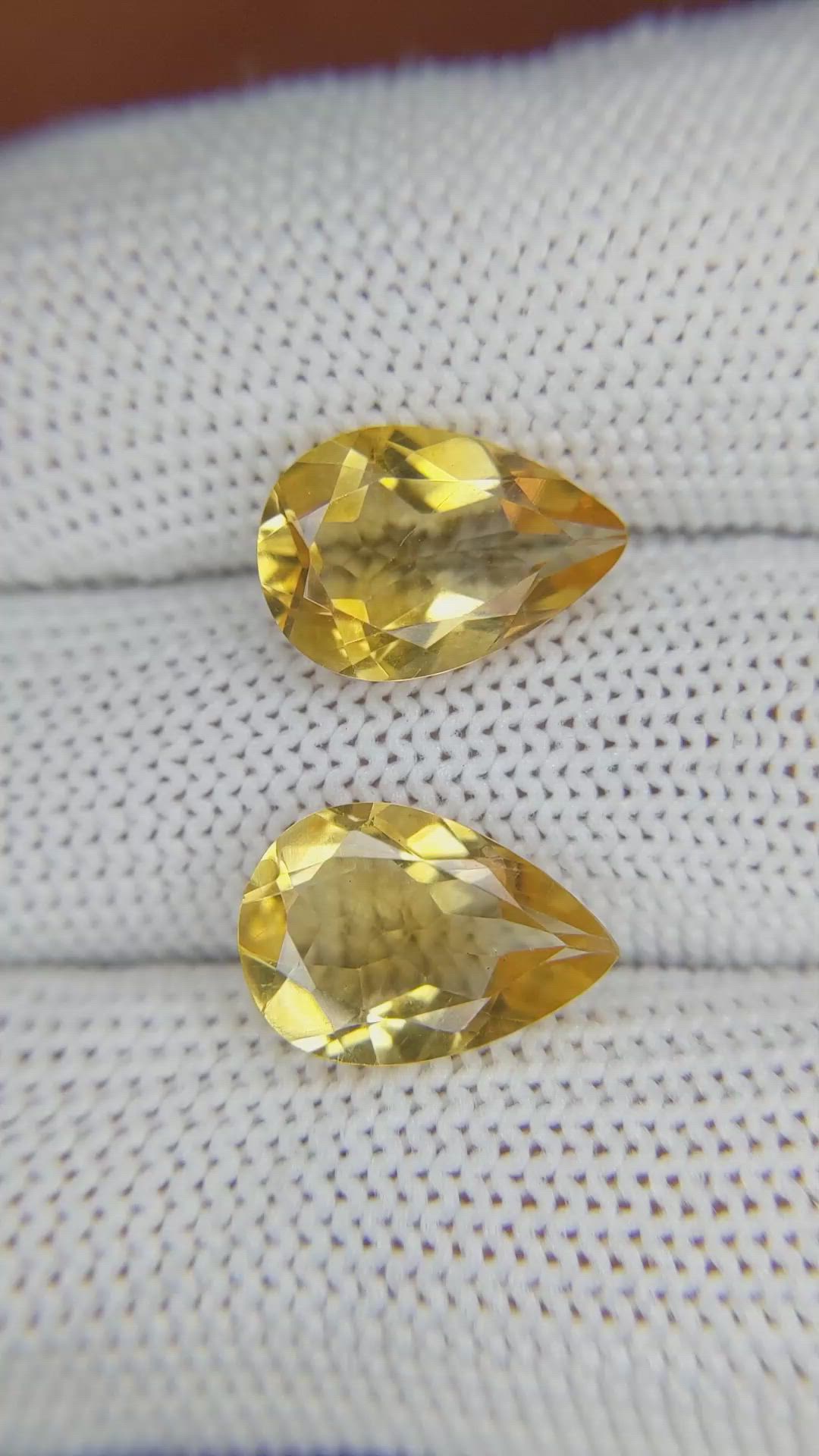 6.25 Ct.Tw.Total Carat Weight Citrine Pair from Brazil Size Video