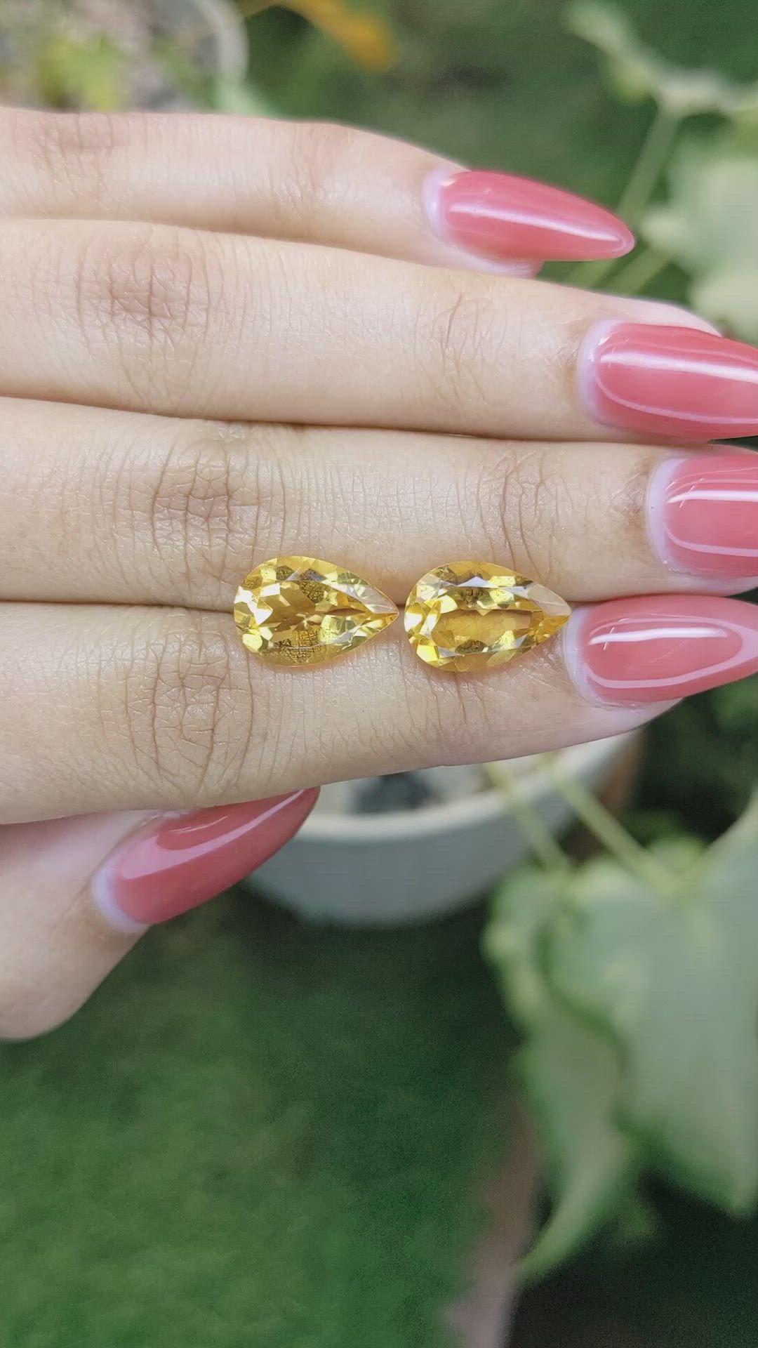 6.96 Ct.Tw.Total Carat Weight Citrine Pair from Brazil Size Video