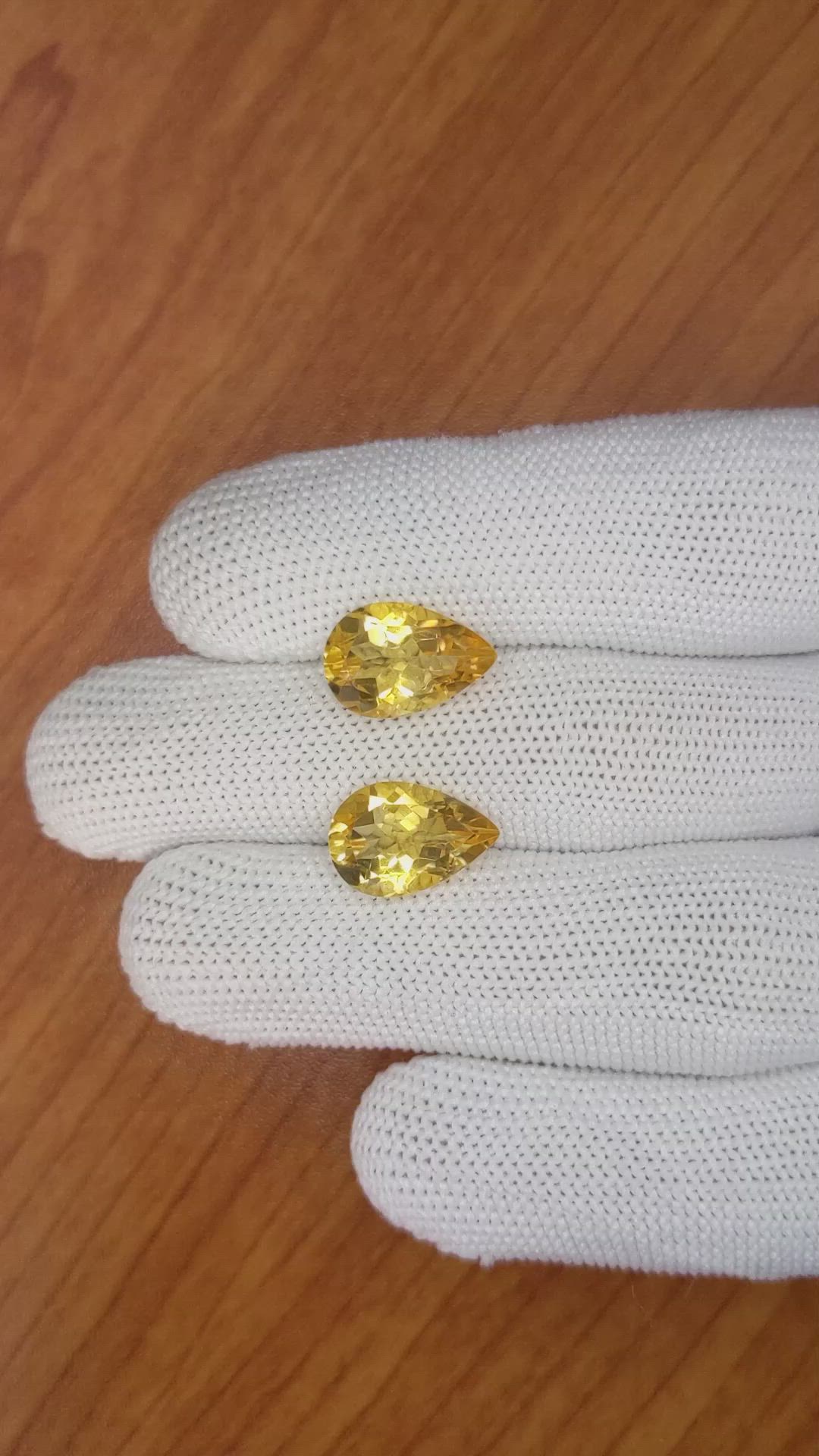 6.96 Ct.Tw.Total Carat Weight Citrine Pair from Brazil Size Video