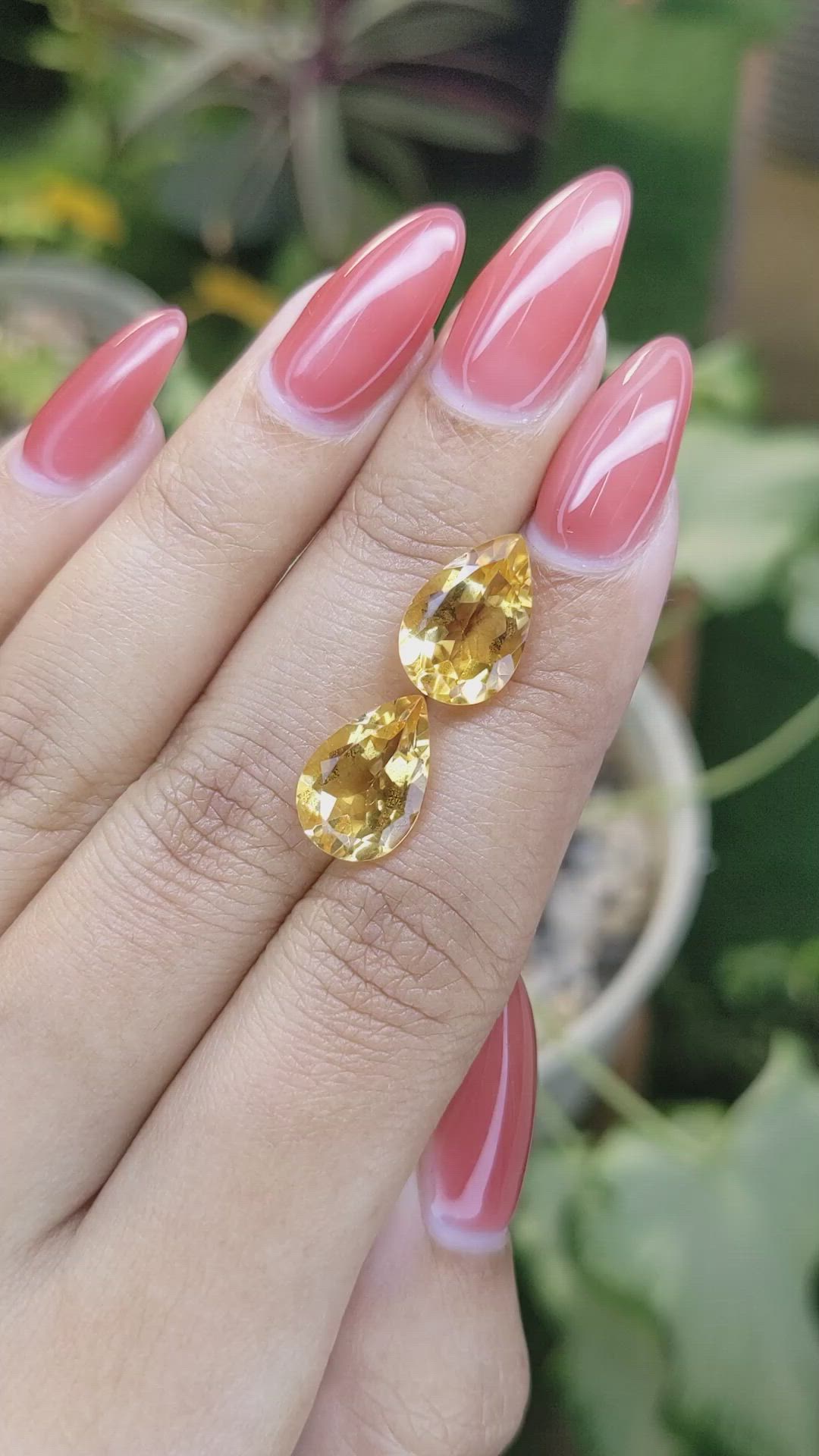 6.96 Ct.Tw.Total Carat Weight Citrine Pair from Brazil Size Video