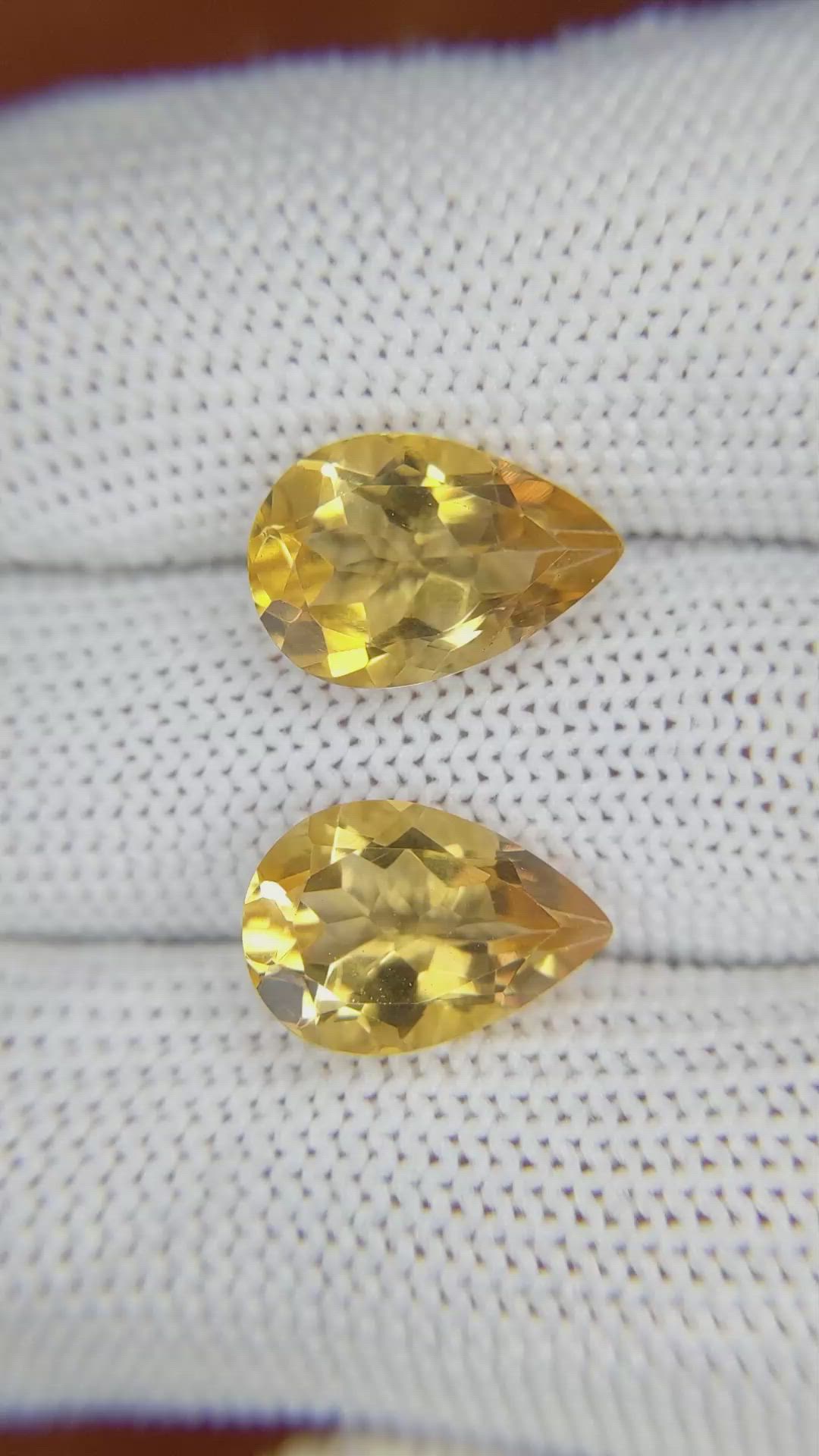 6.96 Ct.Tw.Total Carat Weight Citrine Pair from Brazil Size Video