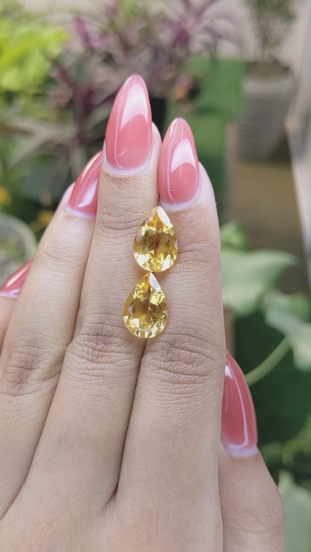 6.96 Ct.Tw.Total Carat Weight Citrine Pair from Brazil Size Video