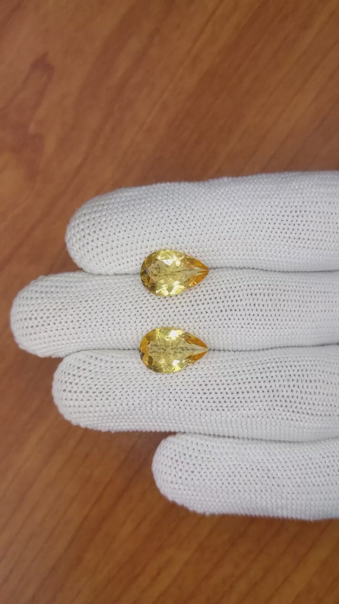 6.01 Ct.Tw.Total Carat Weight Citrine Pair from Brazil Size Video
