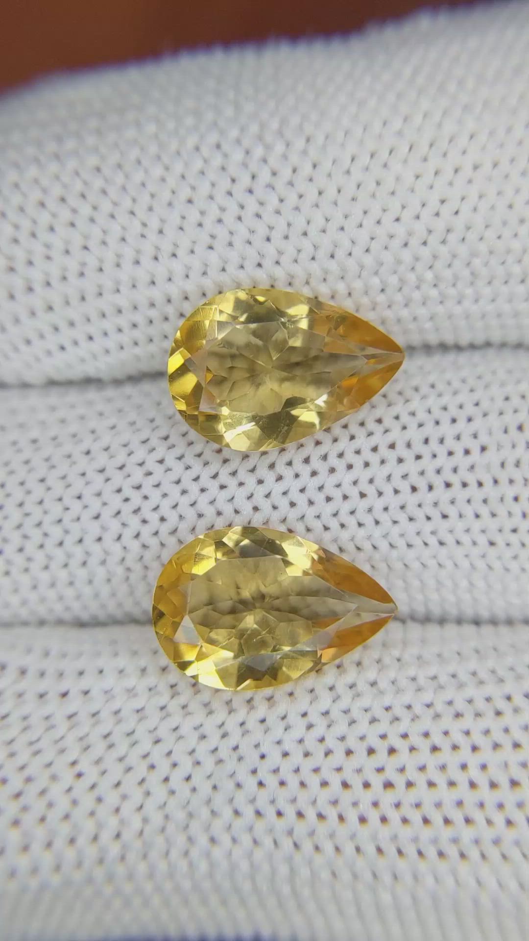 6.01 Ct.Tw.Total Carat Weight Citrine Pair from Brazil Size Video