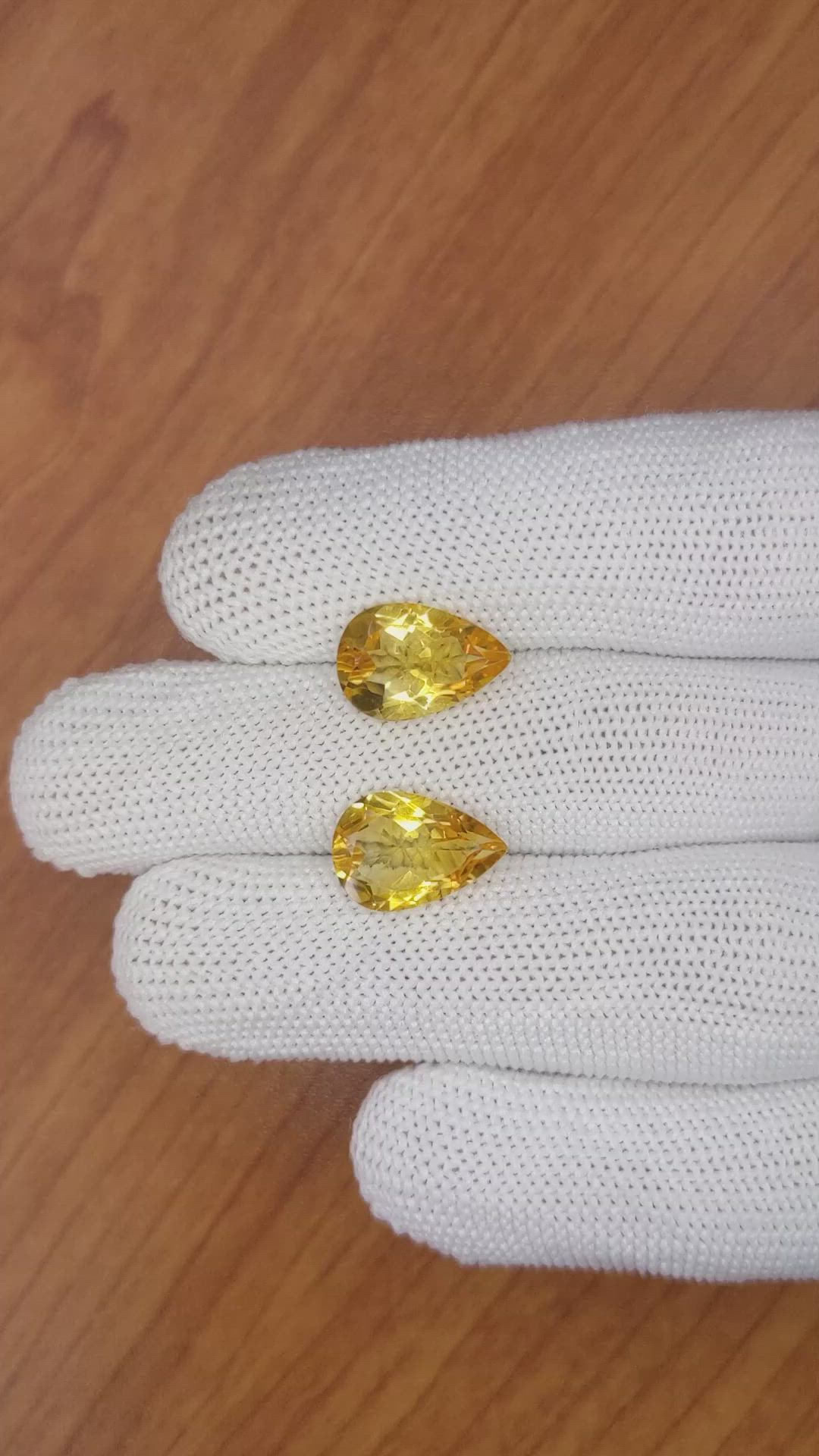 6.63 Ct.Tw.Total Carat Weight Citrine Pair from Brazil Size Video