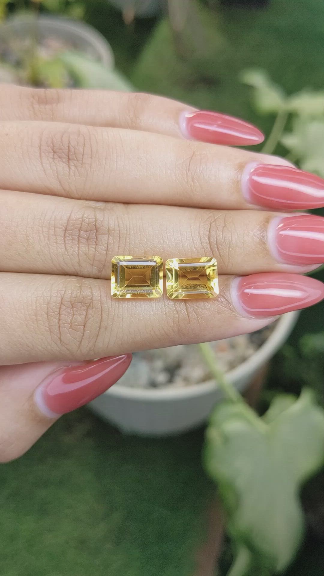 6.42 Ct.Tw.Total Carat Weight Citrine Pair from Brazil Size Video