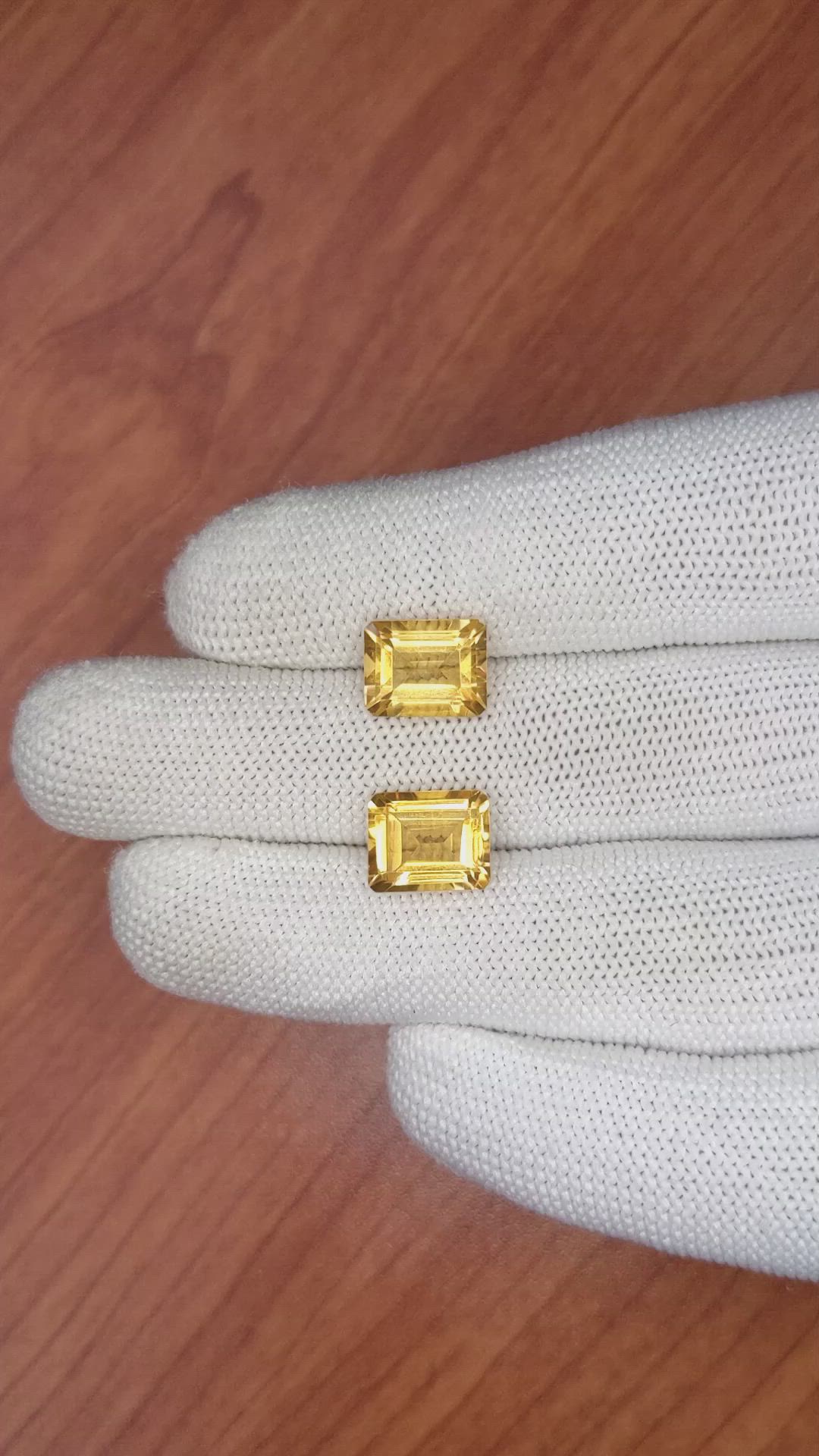 6.42 Ct.Tw.Total Carat Weight Citrine Pair from Brazil Size Video