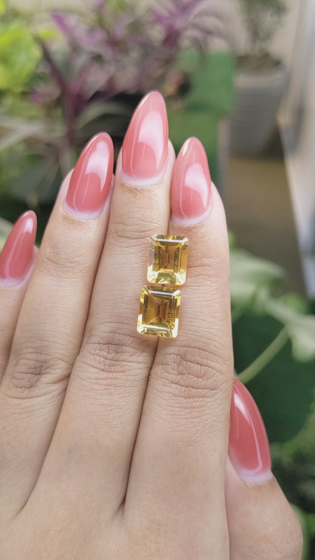 6.42 Ct.Tw.Total Carat Weight Citrine Pair from Brazil Size Video