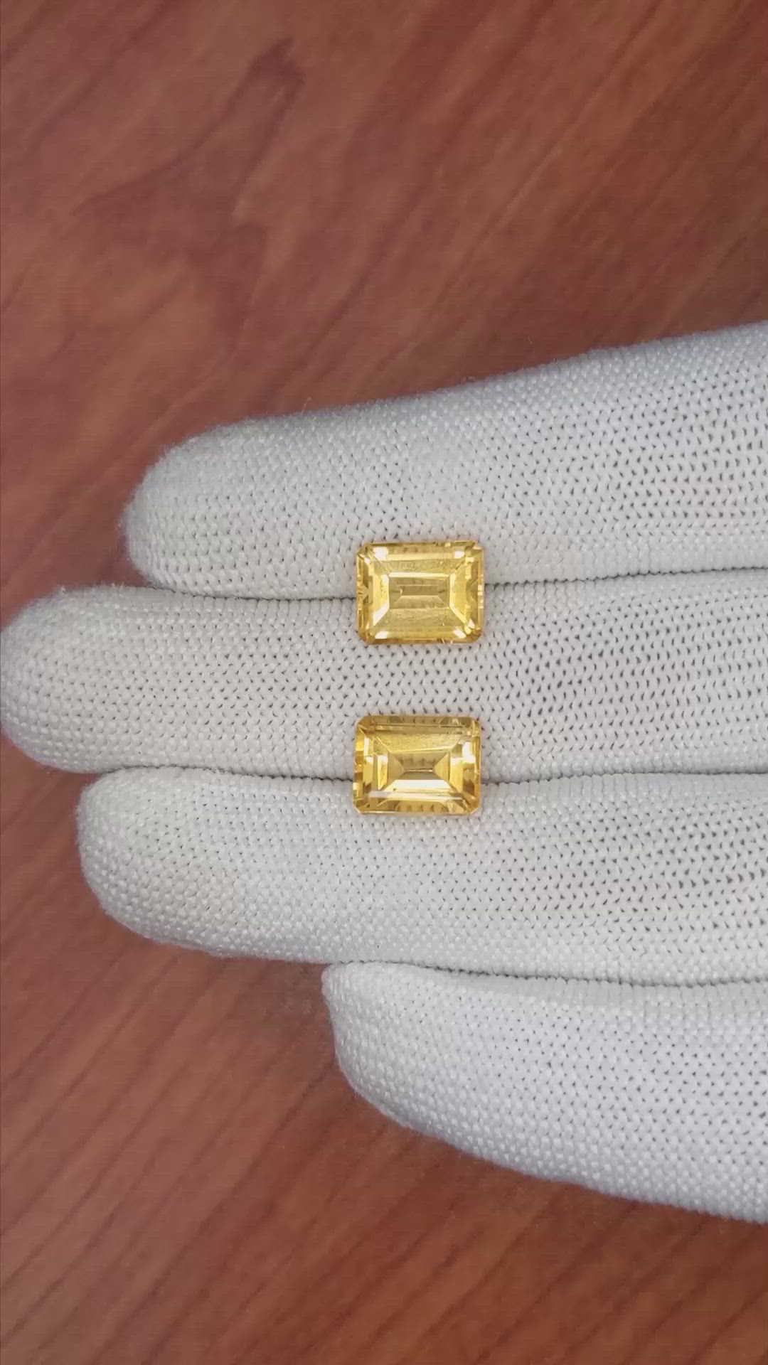 7.05 Ct.Tw.Total Carat Weight Citrine Pair from Brazil Size Video