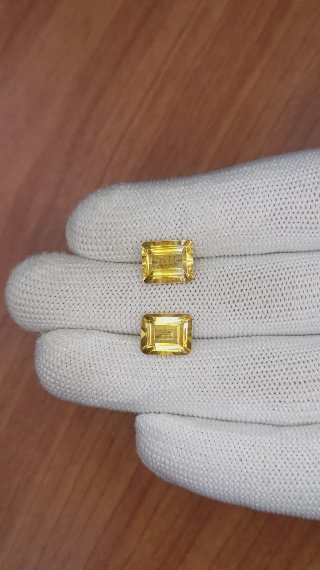 6.02 Ct.Tw.Total Carat Weight Citrine Pair from Brazil Size Video