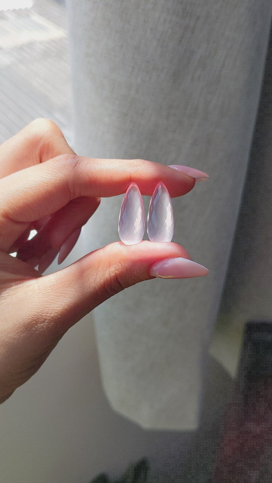 29.87 Ct.Tw.Total Carat Weight Rose Quartz Pair from Madagascar Size Video