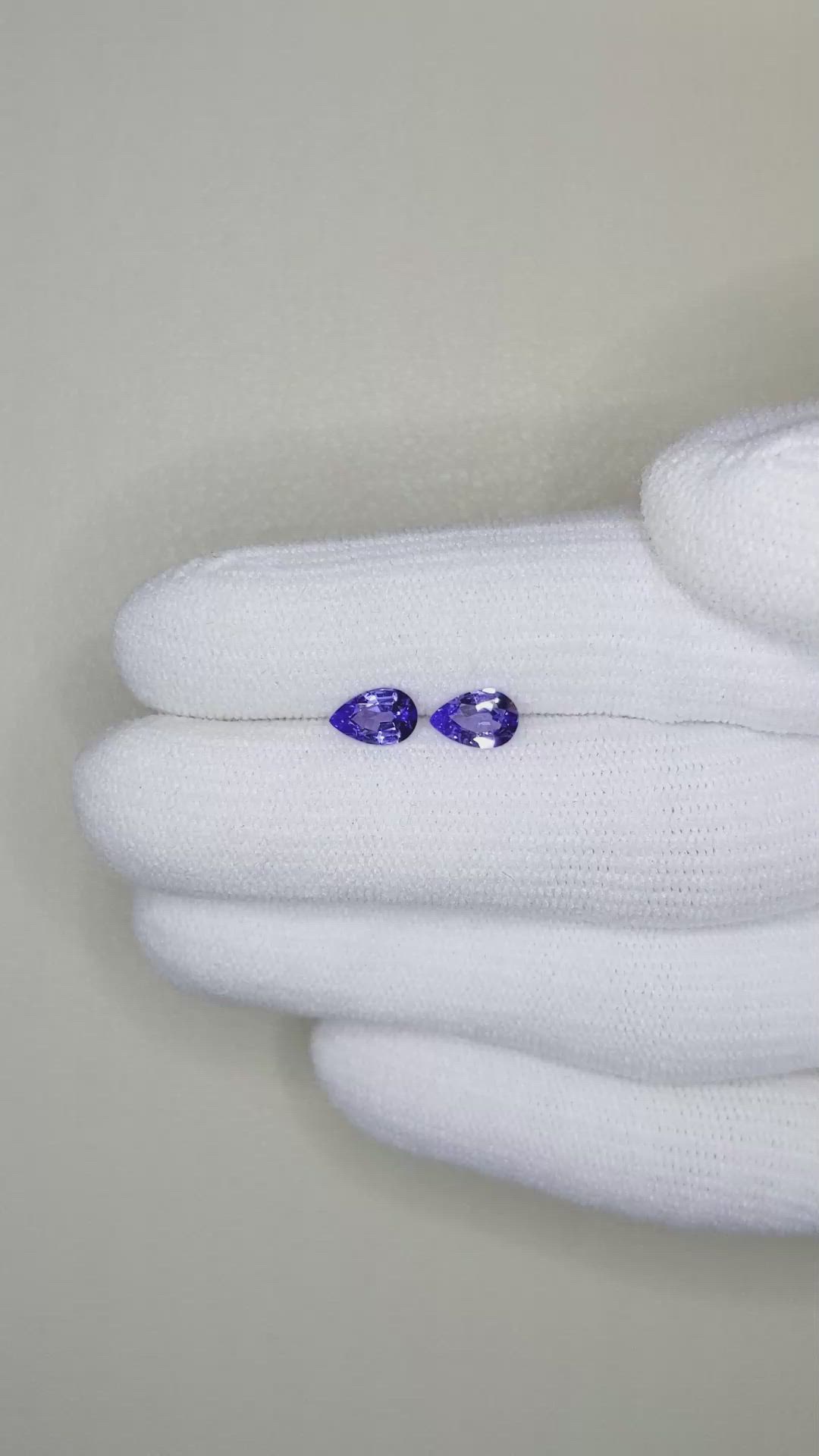 1.01 Ct.Tw.Total Carat Weight Tanzanite Pair from Tanzania Size Video