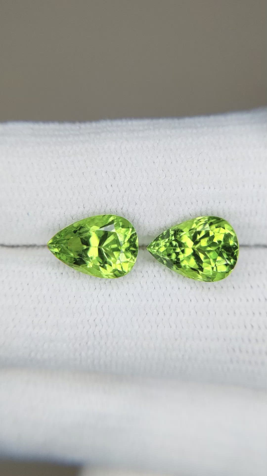 4.45 Ct.Tw.Total Carat Weight Peridot Pair from Burma (Myanmar) Size Video