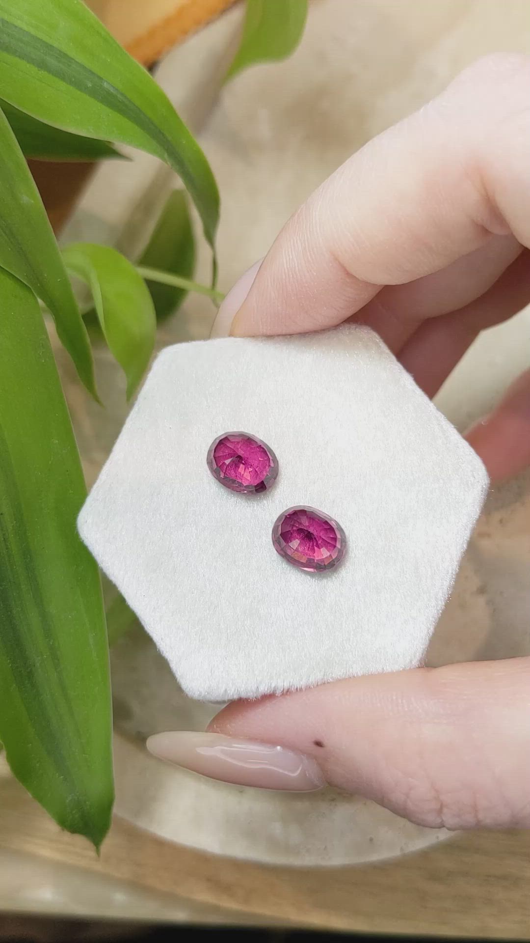 5.44 Ct.Tw.Total Carat Weight Rhodolite Garnet Pair from Tanzania Size Video