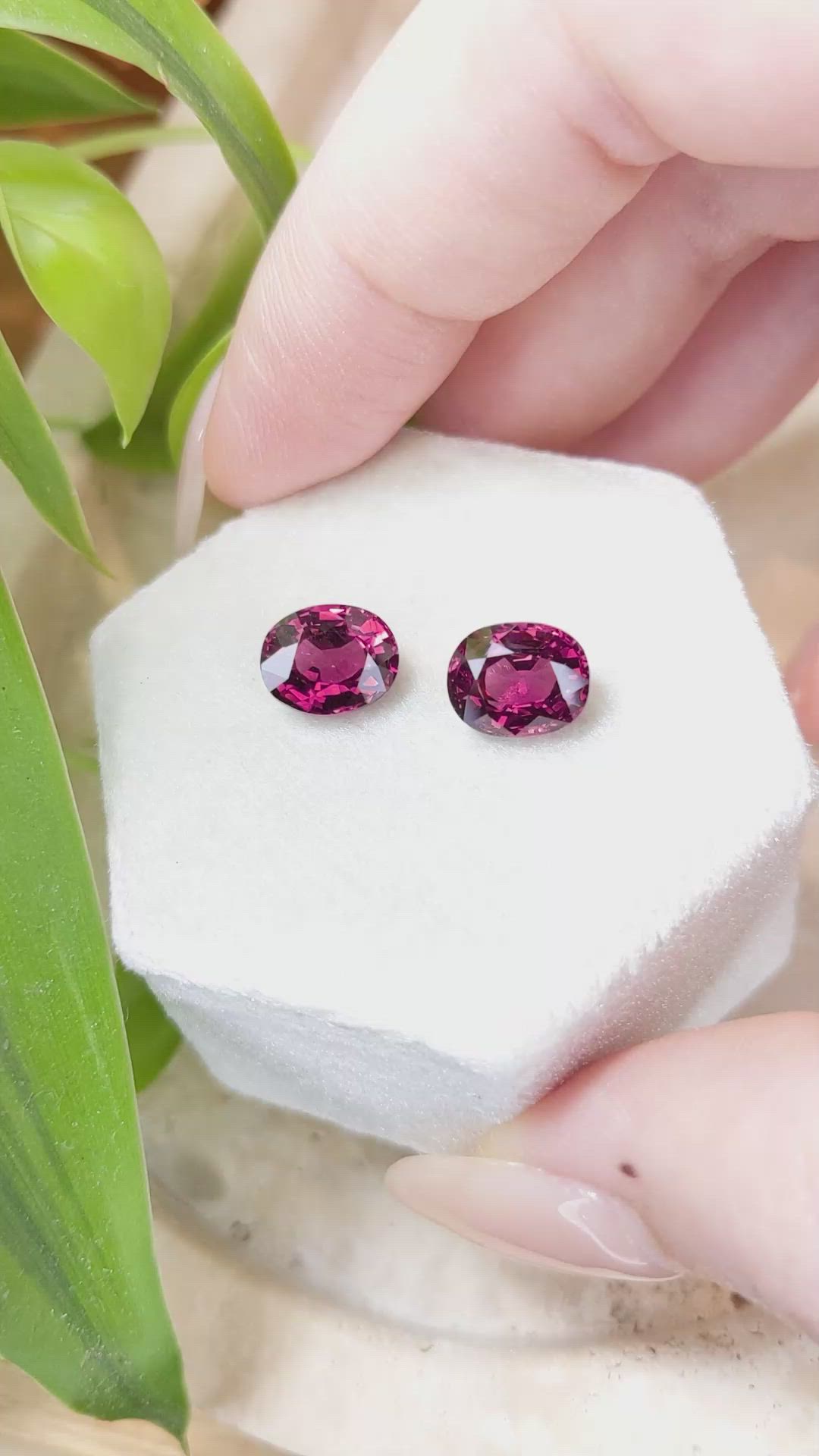 5.44 Ct.Tw.Total Carat Weight Rhodolite Garnet Pair from Tanzania Size Video
