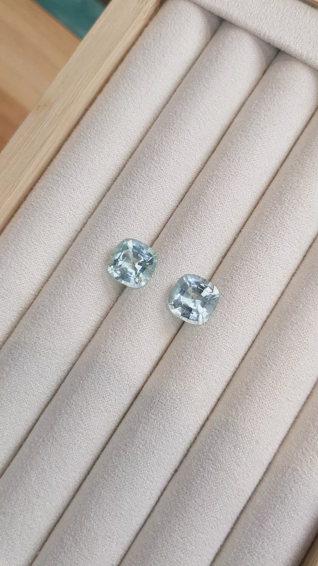 6.88 Ct.Tw.Total Carat Weight Aquamarine Pair from Brazil Size Video