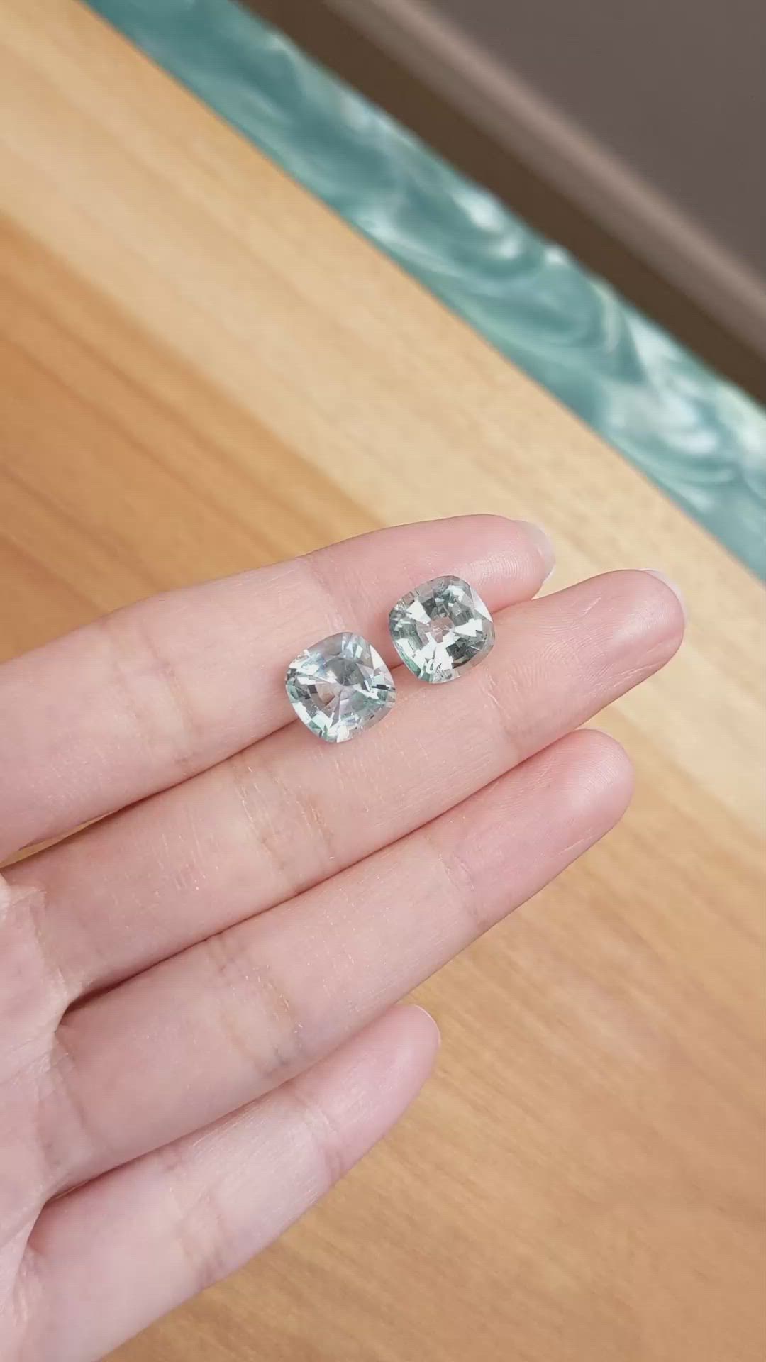 6.88 Ct.Tw.Total Carat Weight Aquamarine Pair from Brazil Size Video