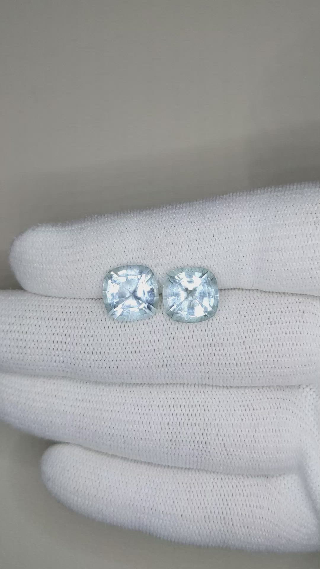 6.88 Ct.Tw.Total Carat Weight Aquamarine Pair from Brazil Size Video
