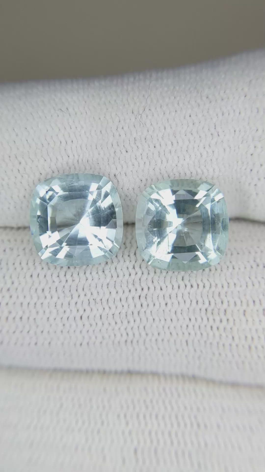 6.88 Ct.Tw.Total Carat Weight Aquamarine Pair from Brazil Size Video