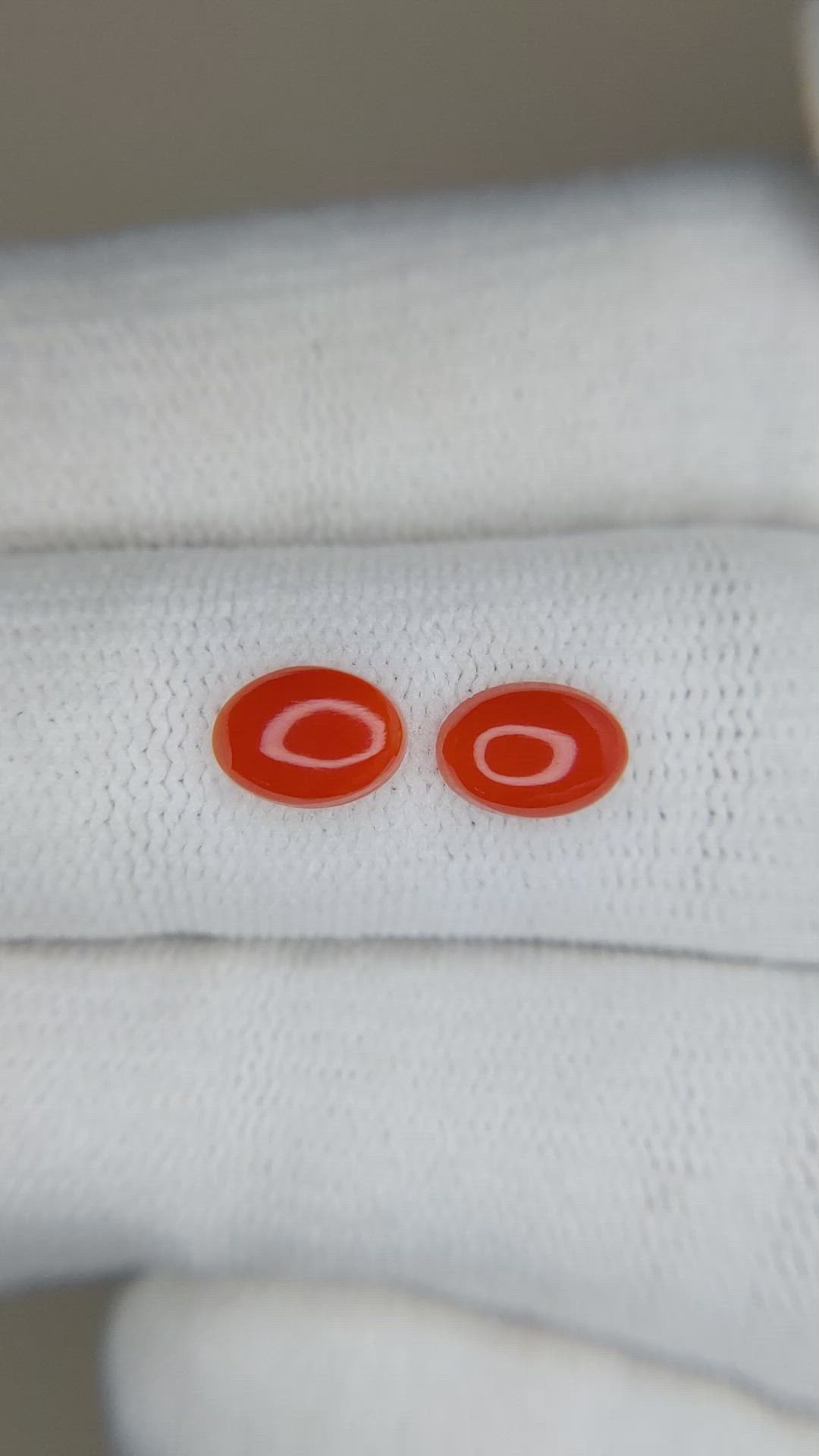 1.34&nbsp;Ct.Tw.Total Carat Weight Cabochon Coral Pair from Italy Size Video