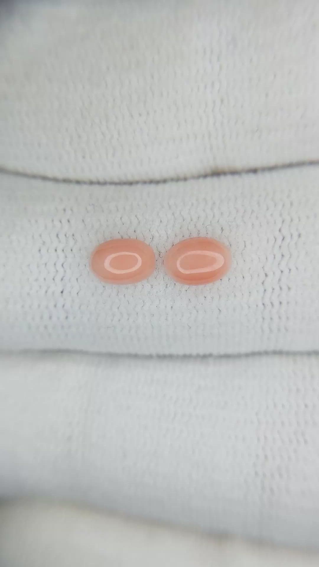 0.99 Ct.Tw.Total Carat Weight Cabochon Coral Pair from Italy Size Video