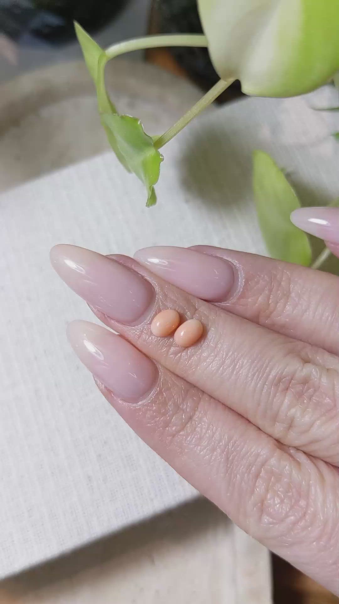 0.99 Ct.Tw.Total Carat Weight Cabochon Coral Pair from Italy Size Video