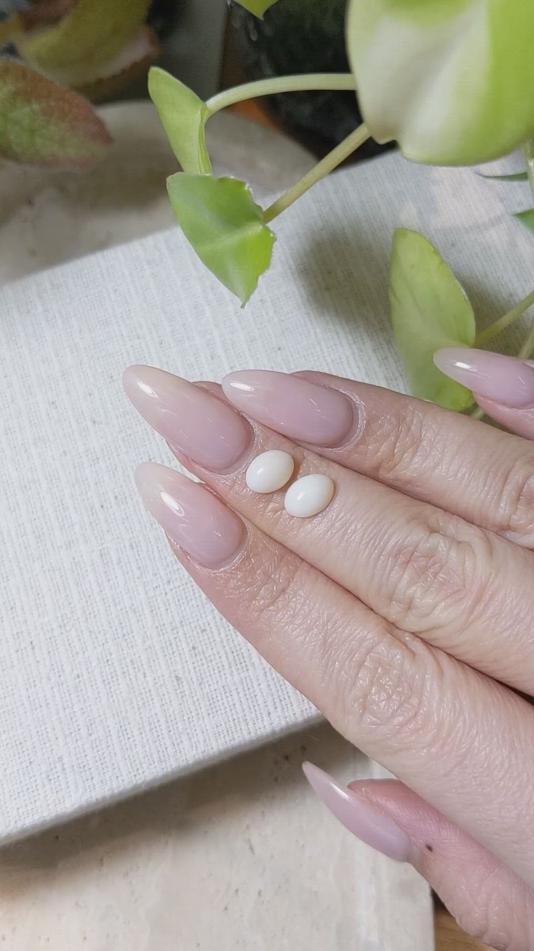 1.82&nbsp;Ct.Tw.Total Carat Weight Cabochon Coral Pair from Italy Size Video