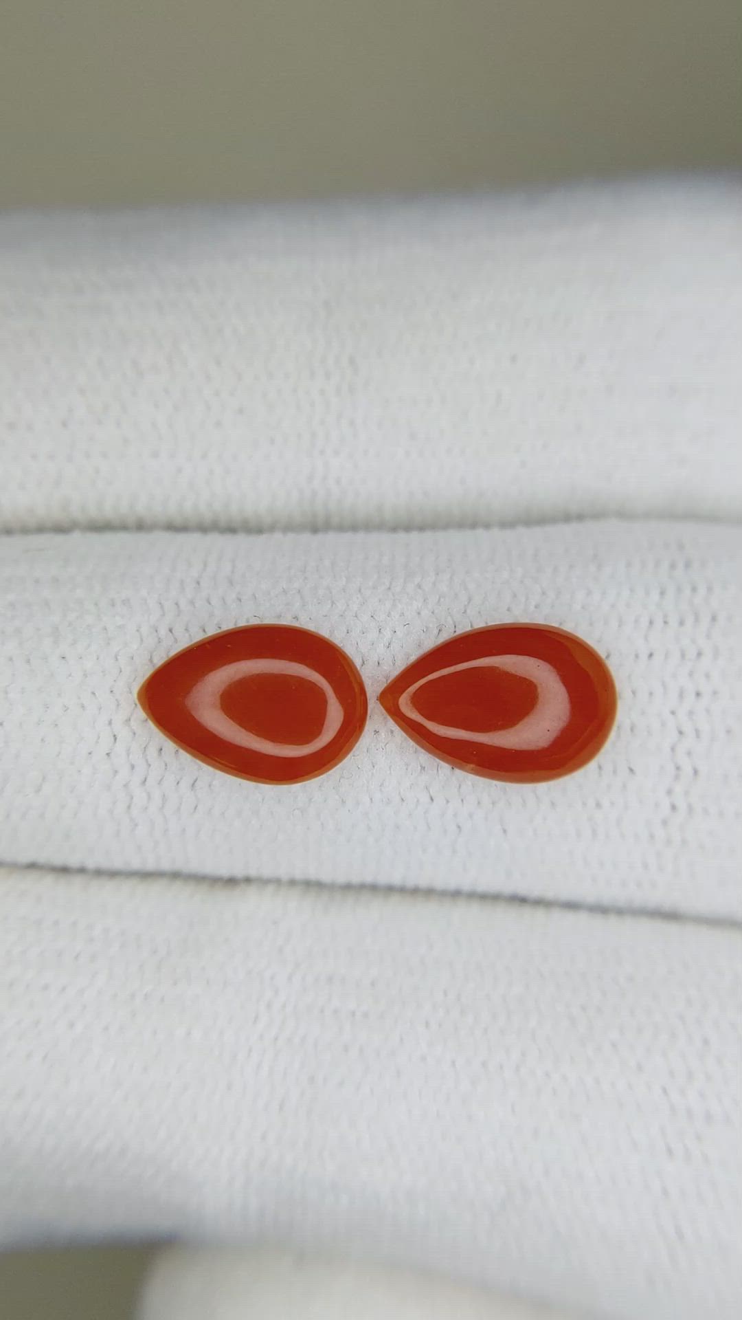 1.81&nbsp;Ct.Tw.Total Carat Weight Cabochon Coral Pair from Italy Size Video