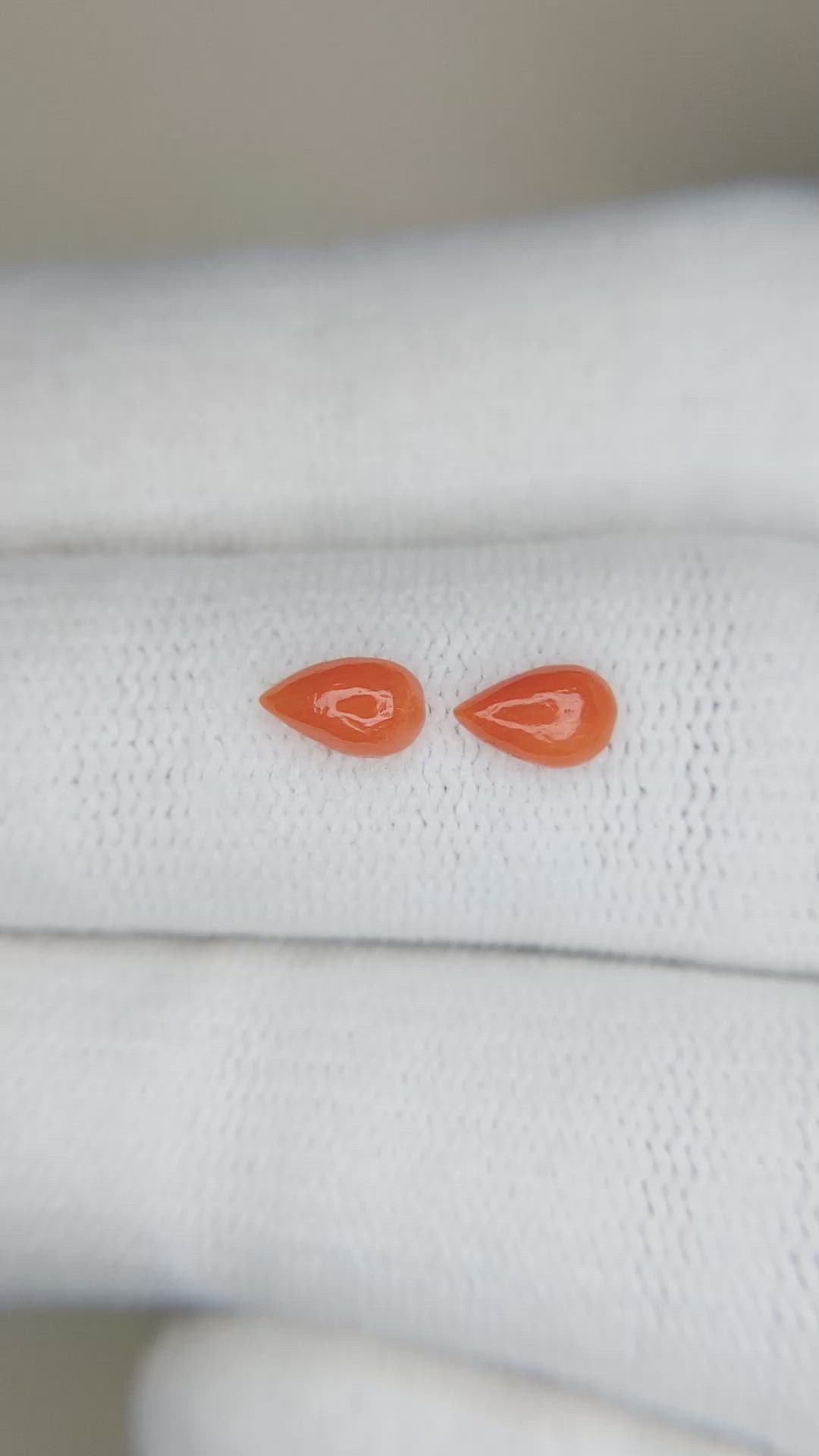 0.62&nbsp;Ct.Tw.Total Carat Weight Cabochon Coral Pair from Italy Size Video