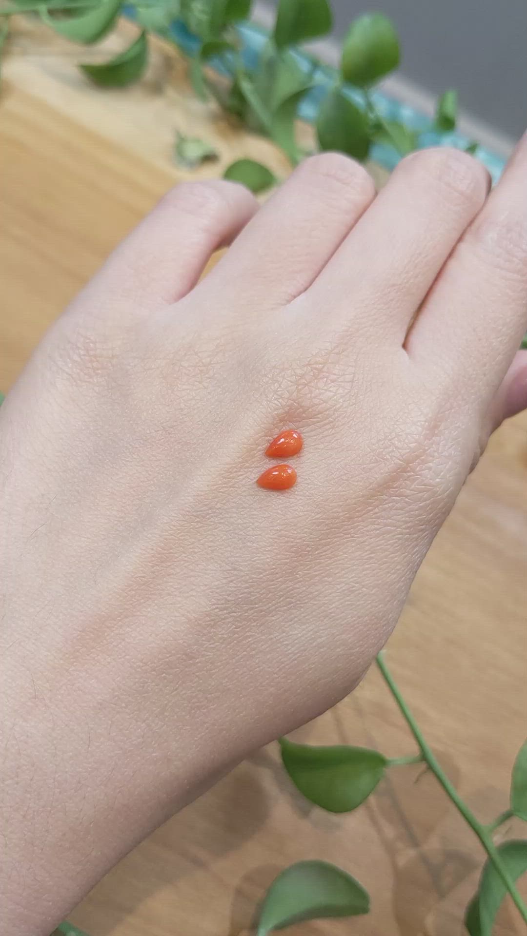 0.62&nbsp;Ct.Tw.Total Carat Weight Cabochon Coral Pair from Italy Size Video